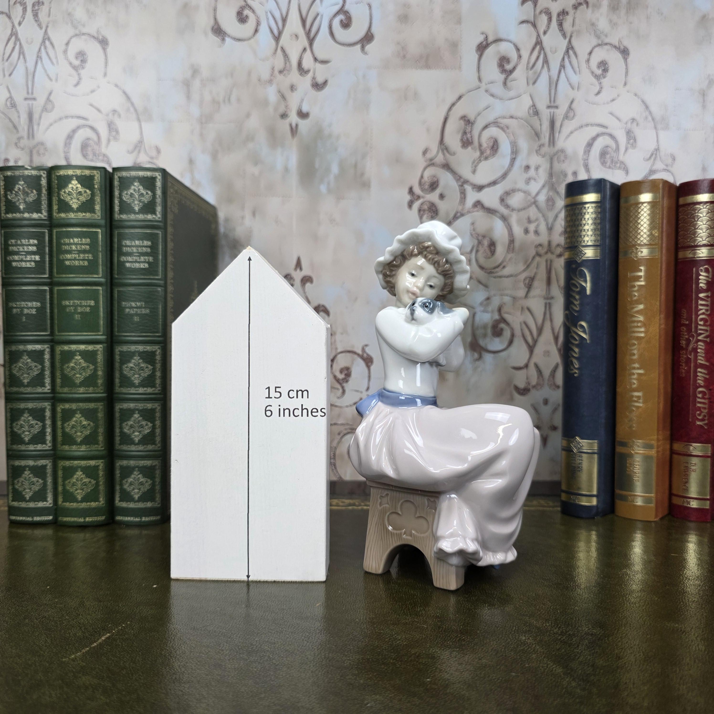 Nao by Lladro Girl with Puppy Figurine | Hand Made Spain Porcelain Vintage 1980s Collectible