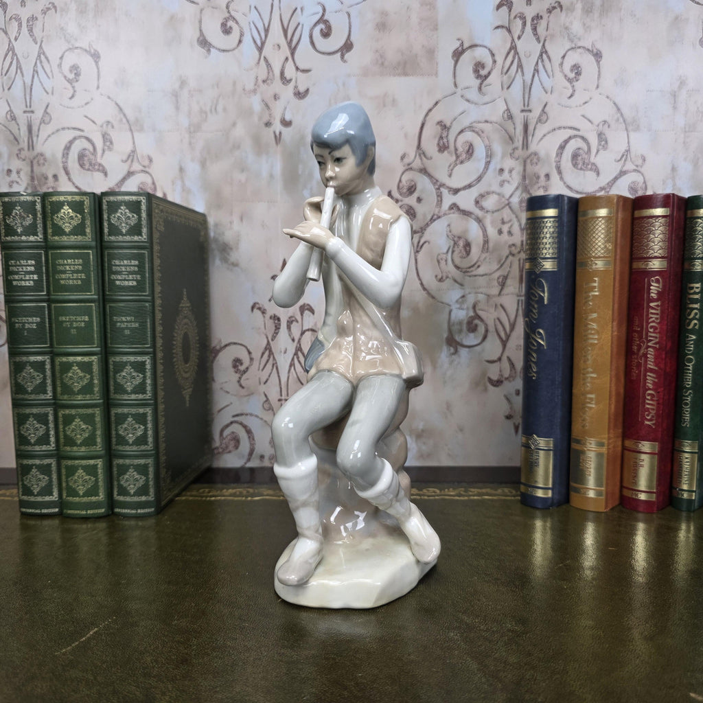 Casades Flute Playing Boy Figurine | Spanish Porcelain Vintage 1970s Collectible Statue Spanish Art