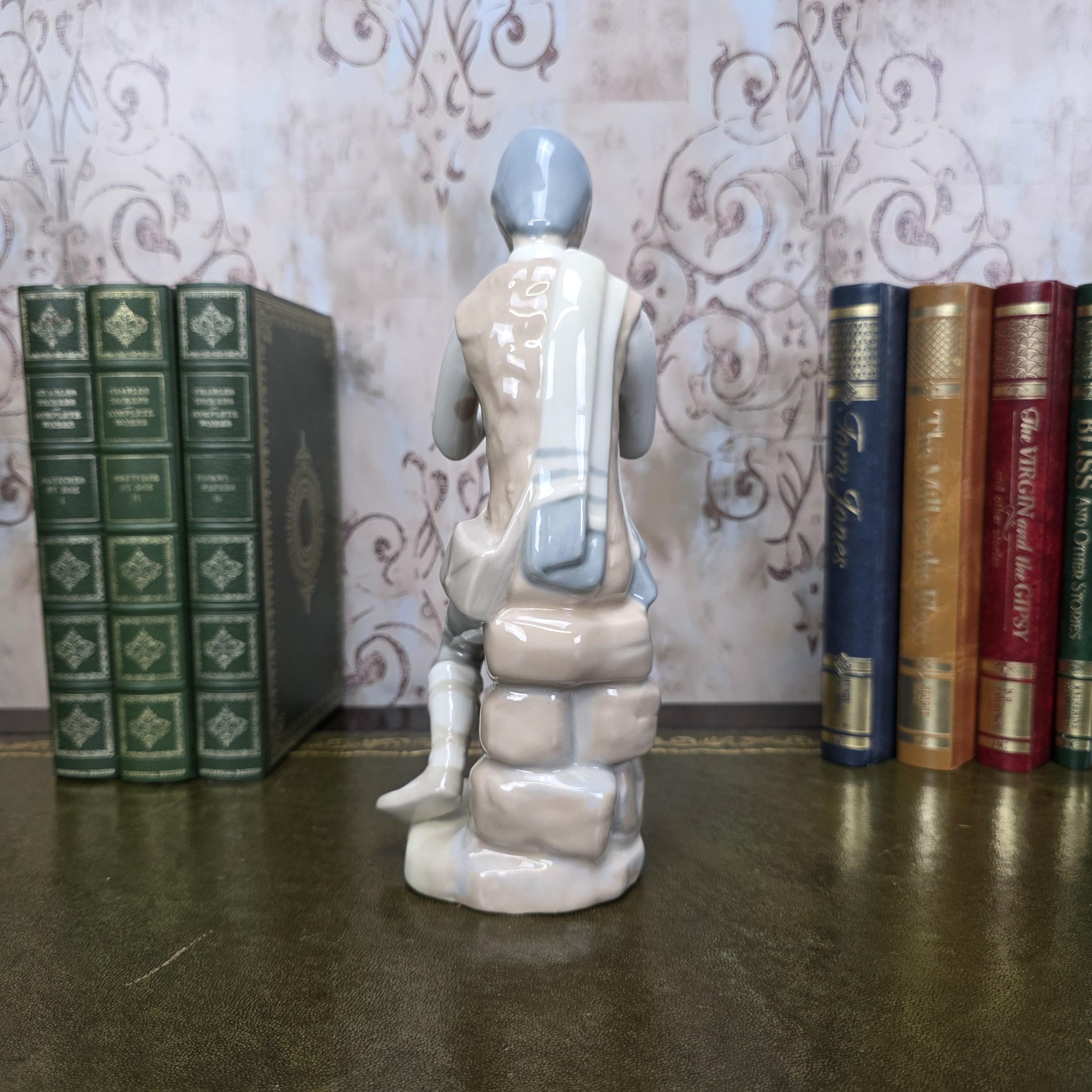 Casades Flute Playing Boy Figurine | Spanish Porcelain Vintage 1970s Collectible Statue Spanish Art