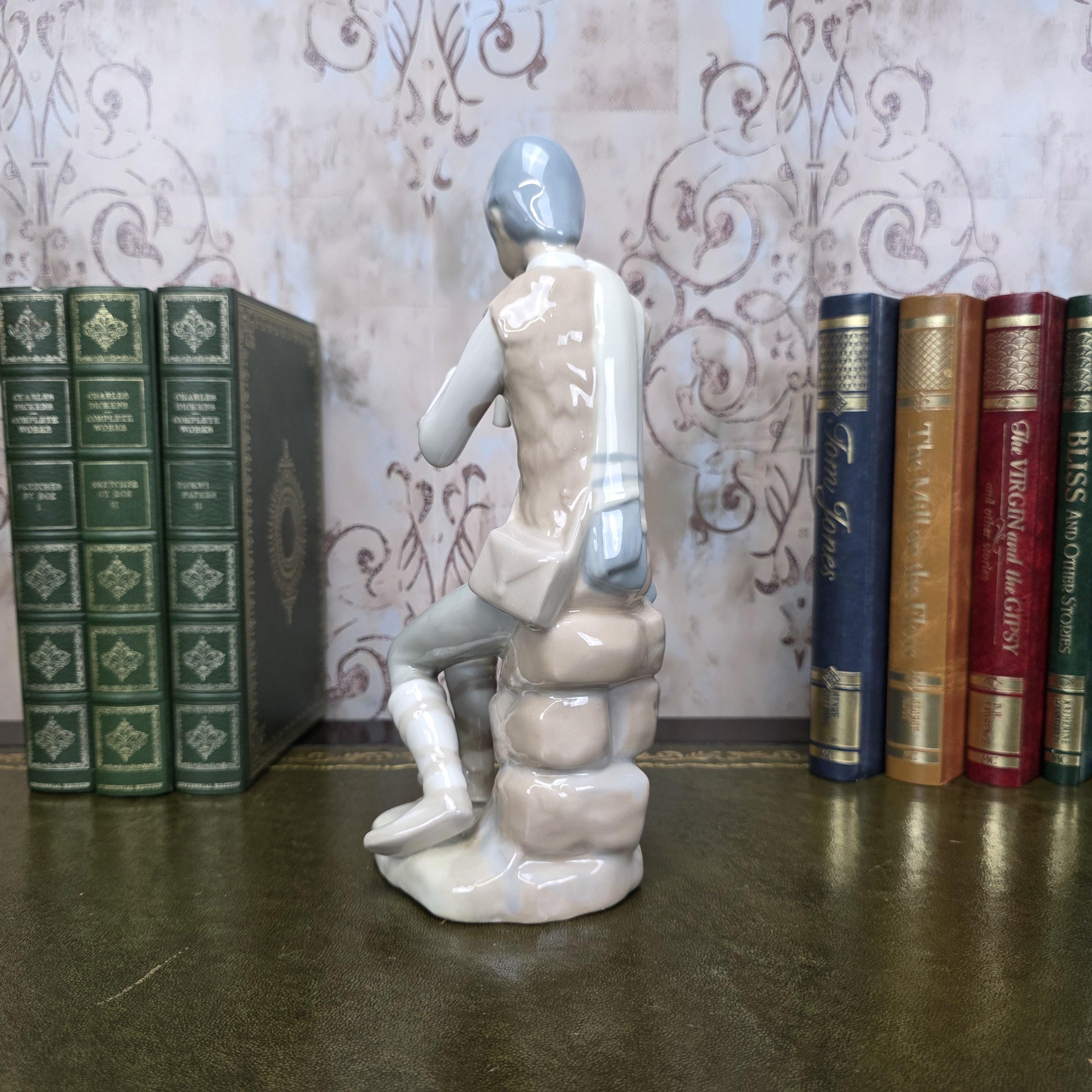 Casades Flute Playing Boy Figurine | Spanish Porcelain Vintage 1970s Collectible Statue Spanish Art