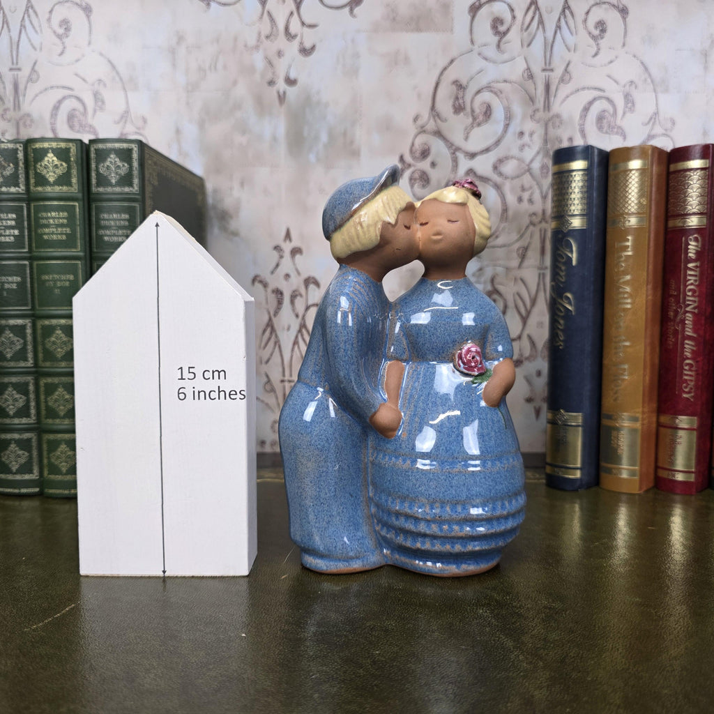 JIE Gantofta Swedish Couple Figurine | Vintage Scandinavian Terracotta Folk Art Statue Nordic Decor