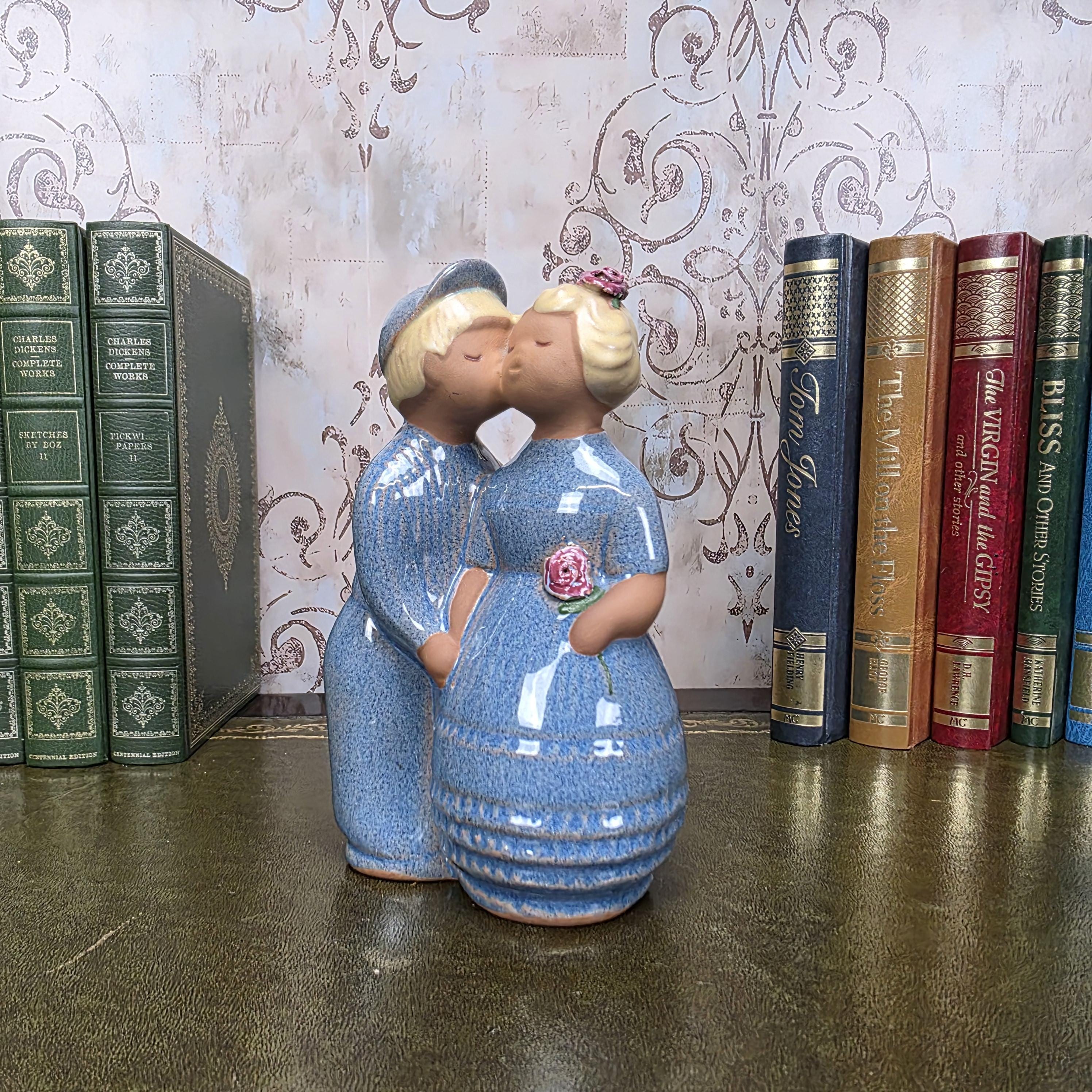 JIE Gantofta Swedish Couple Figurine | Vintage Scandinavian Terracotta Folk Art Statue Nordic Decor