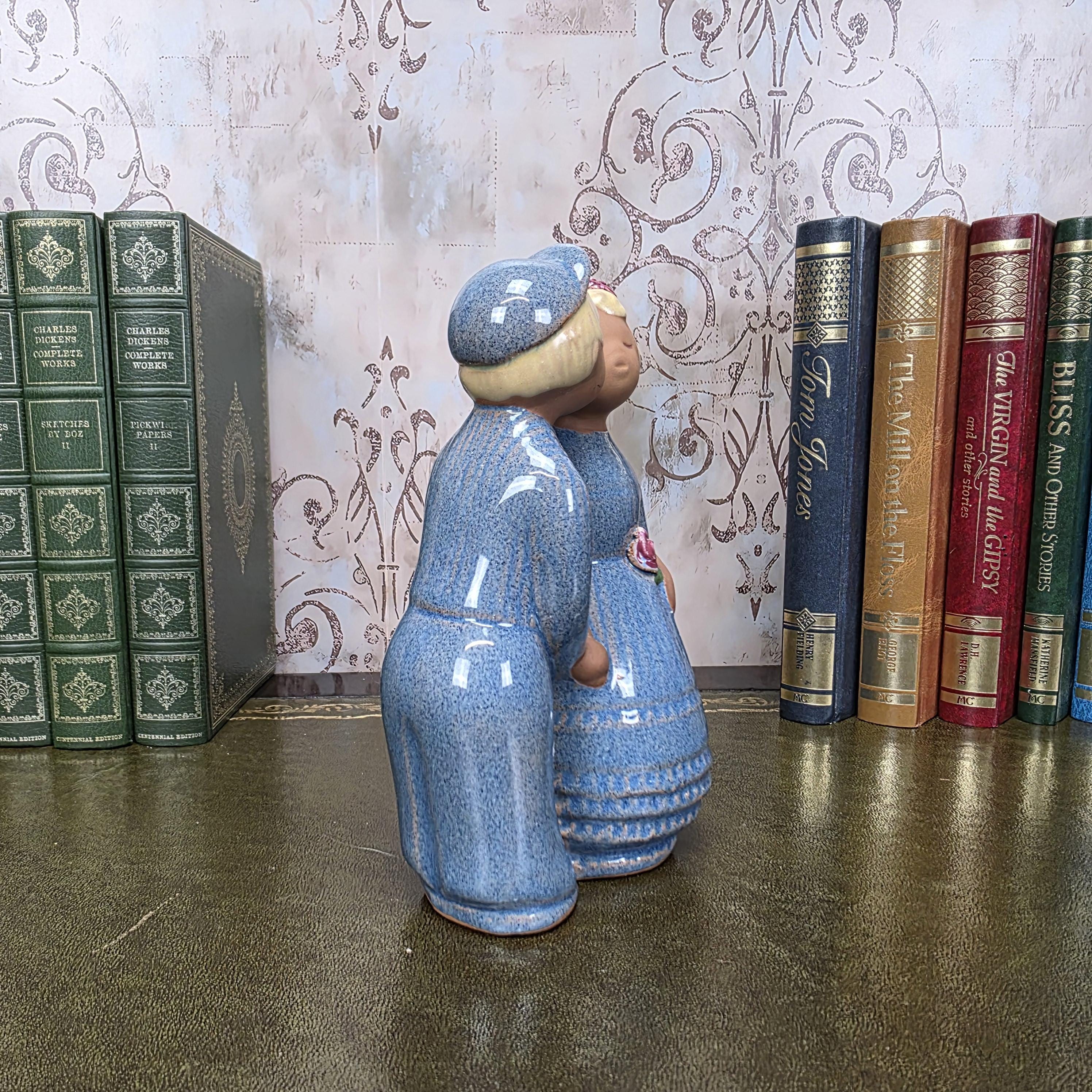 JIE Gantofta Swedish Couple Figurine | Vintage Scandinavian Terracotta Folk Art Statue Nordic Decor