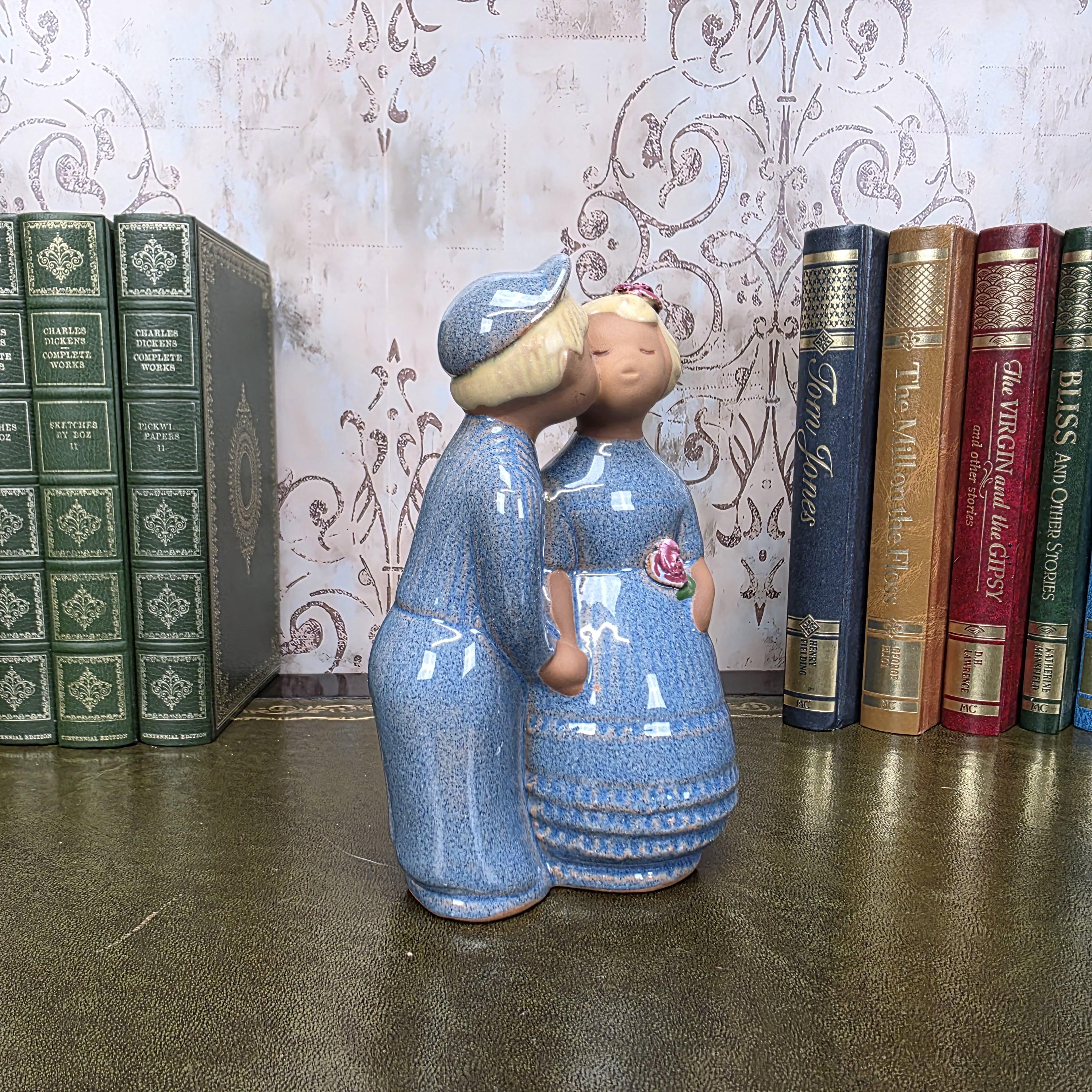 JIE Gantofta Swedish Couple Figurine | Vintage Scandinavian Terracotta Folk Art Statue Nordic Decor