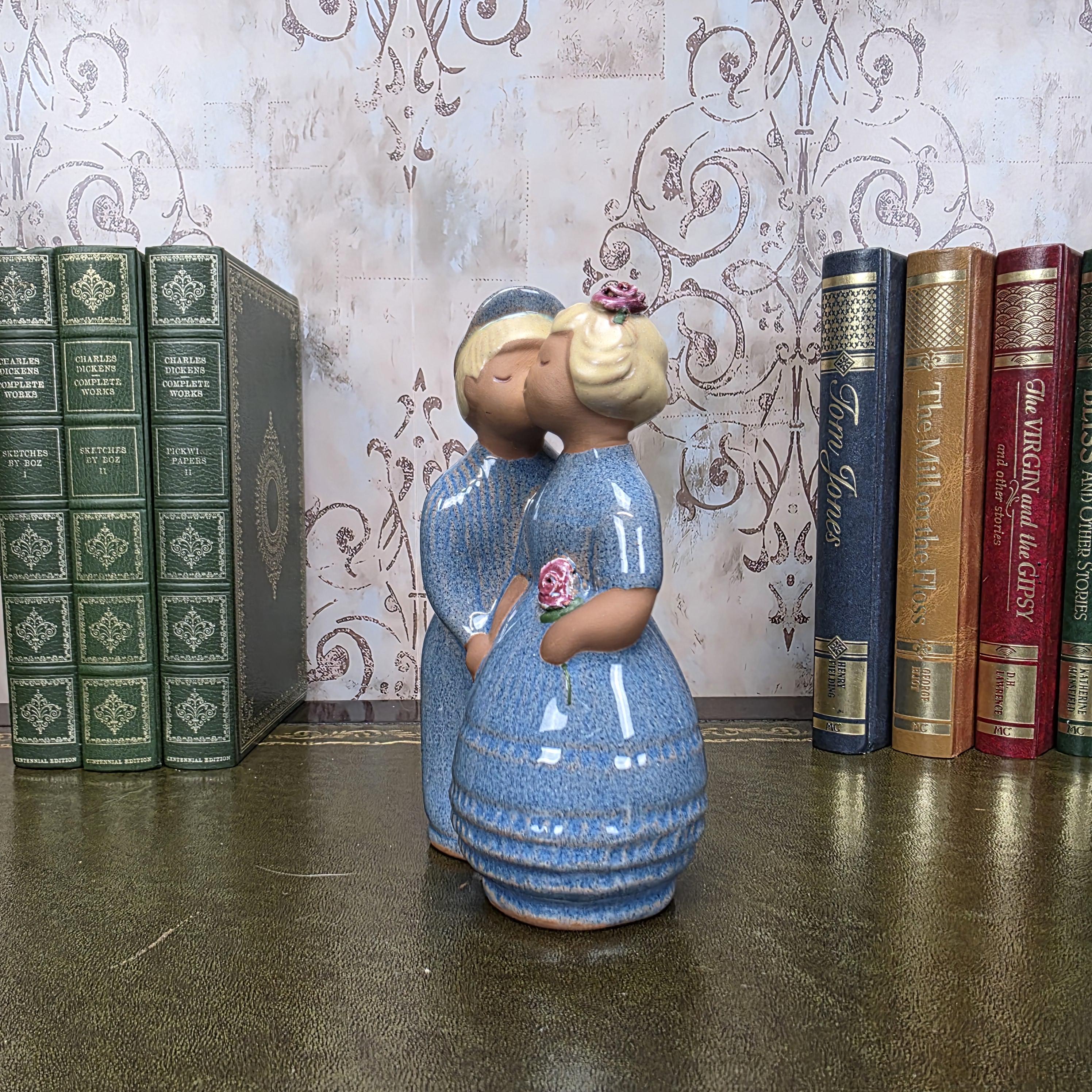 JIE Gantofta Swedish Couple Figurine | Vintage Scandinavian Terracotta Folk Art Statue Nordic Decor