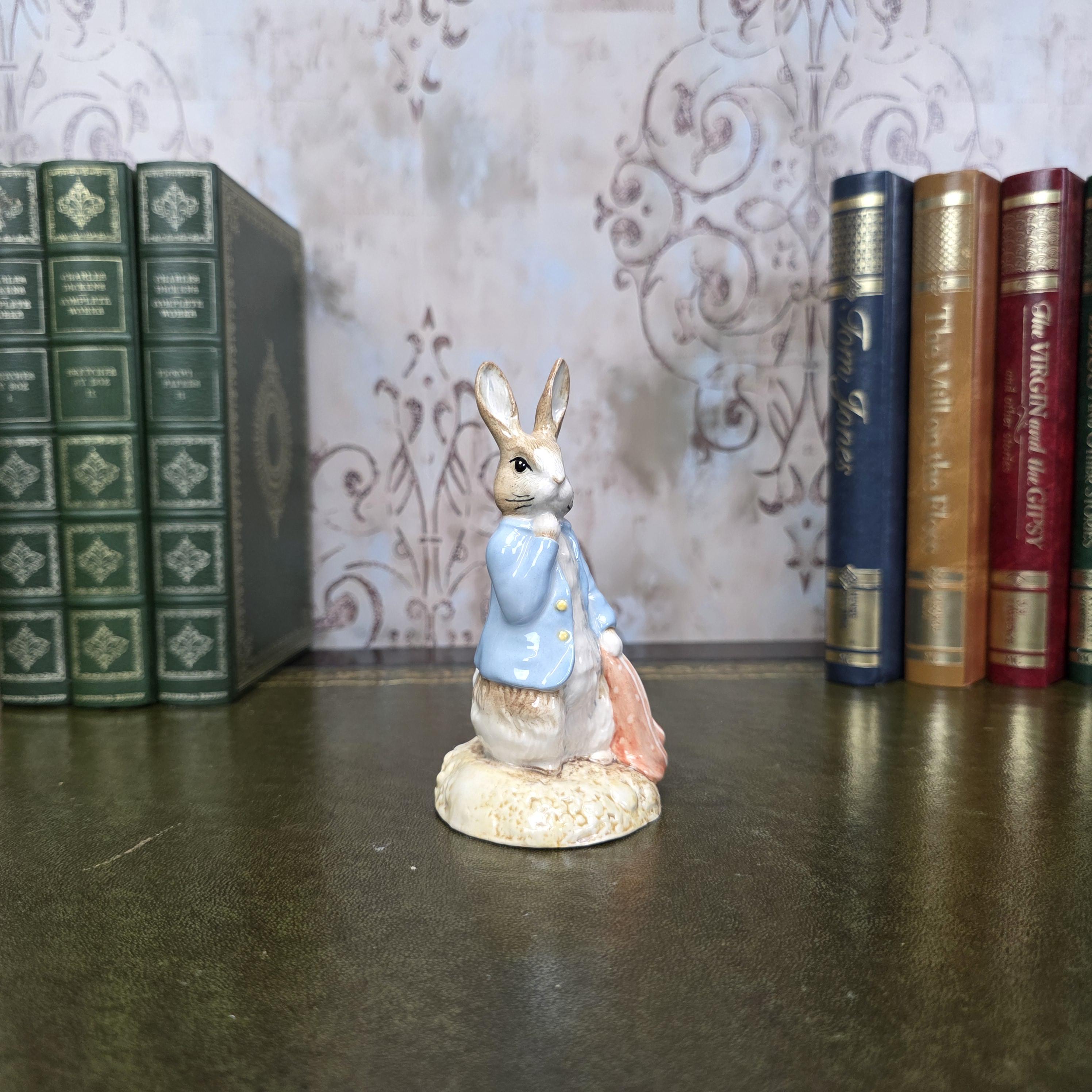 Royal Albert Beatrix Potter Peter Rabbit Figurine | Red Pocket Handkerchief 1990 England Nursery Decor