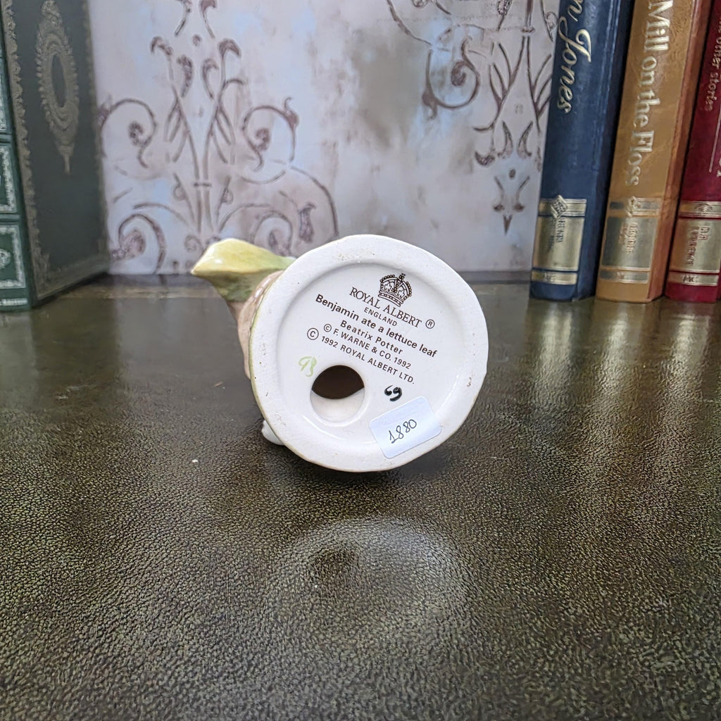 Royal Albert Benjamin Ate a Lettuce Leaf Figurine | 1992 Beatrix Potter Figure Storybook Bunny