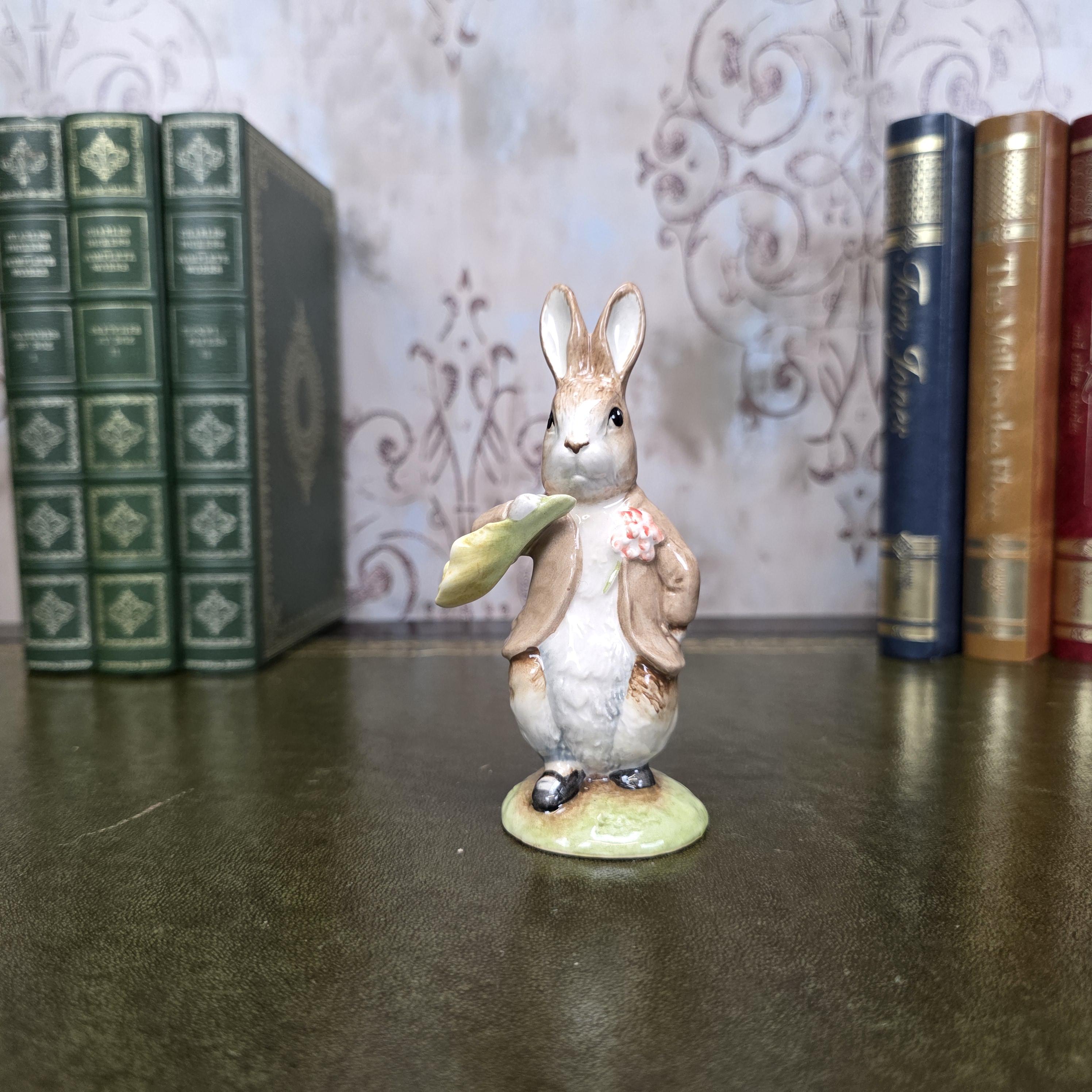 Royal Albert Benjamin Ate a Lettuce Leaf Figurine | 1992 Beatrix Potter Figure Storybook Bunny