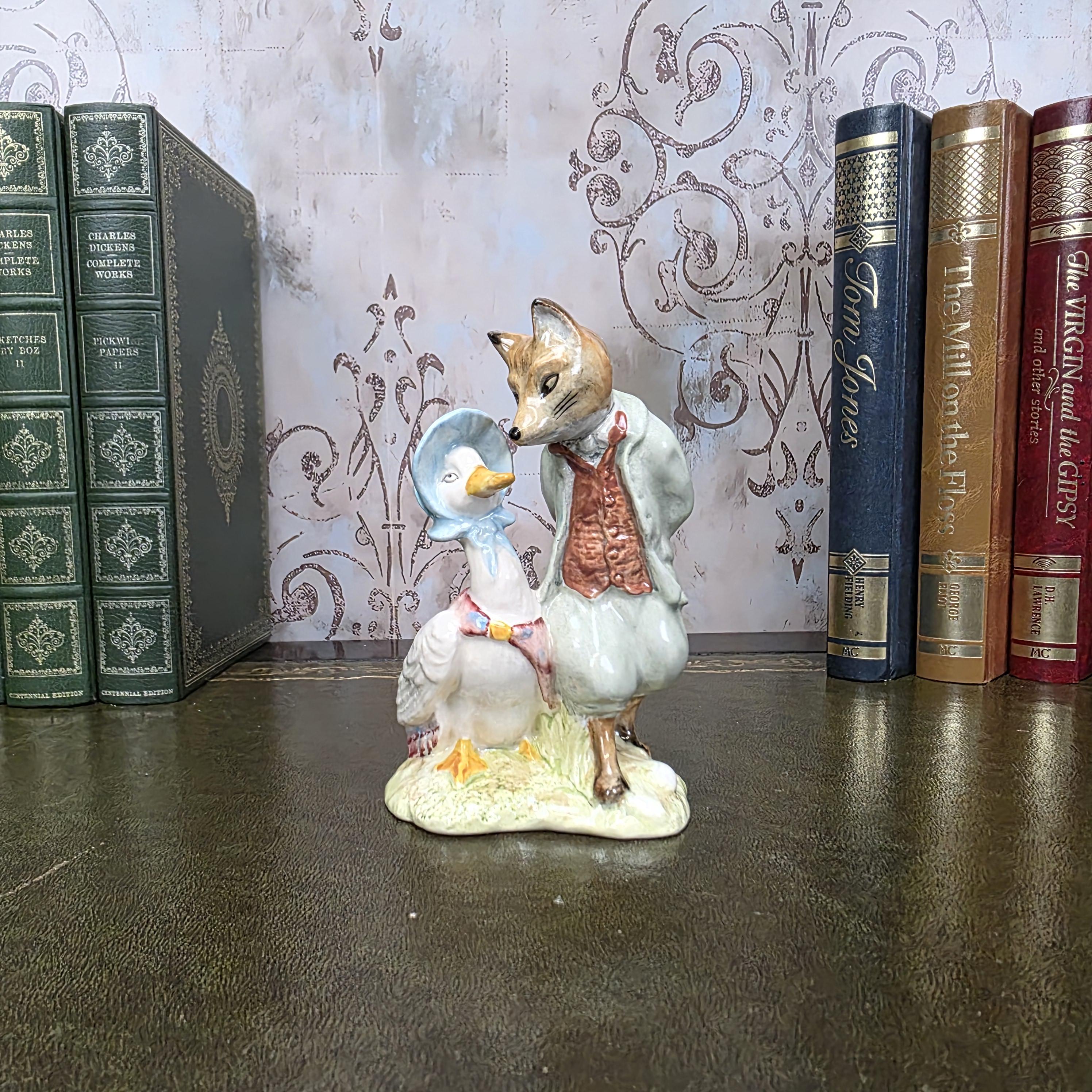 Royal Albert Jemima Puddleduck with Foxy Whiskered Gentleman Figurine | 1989 Bone China Figure