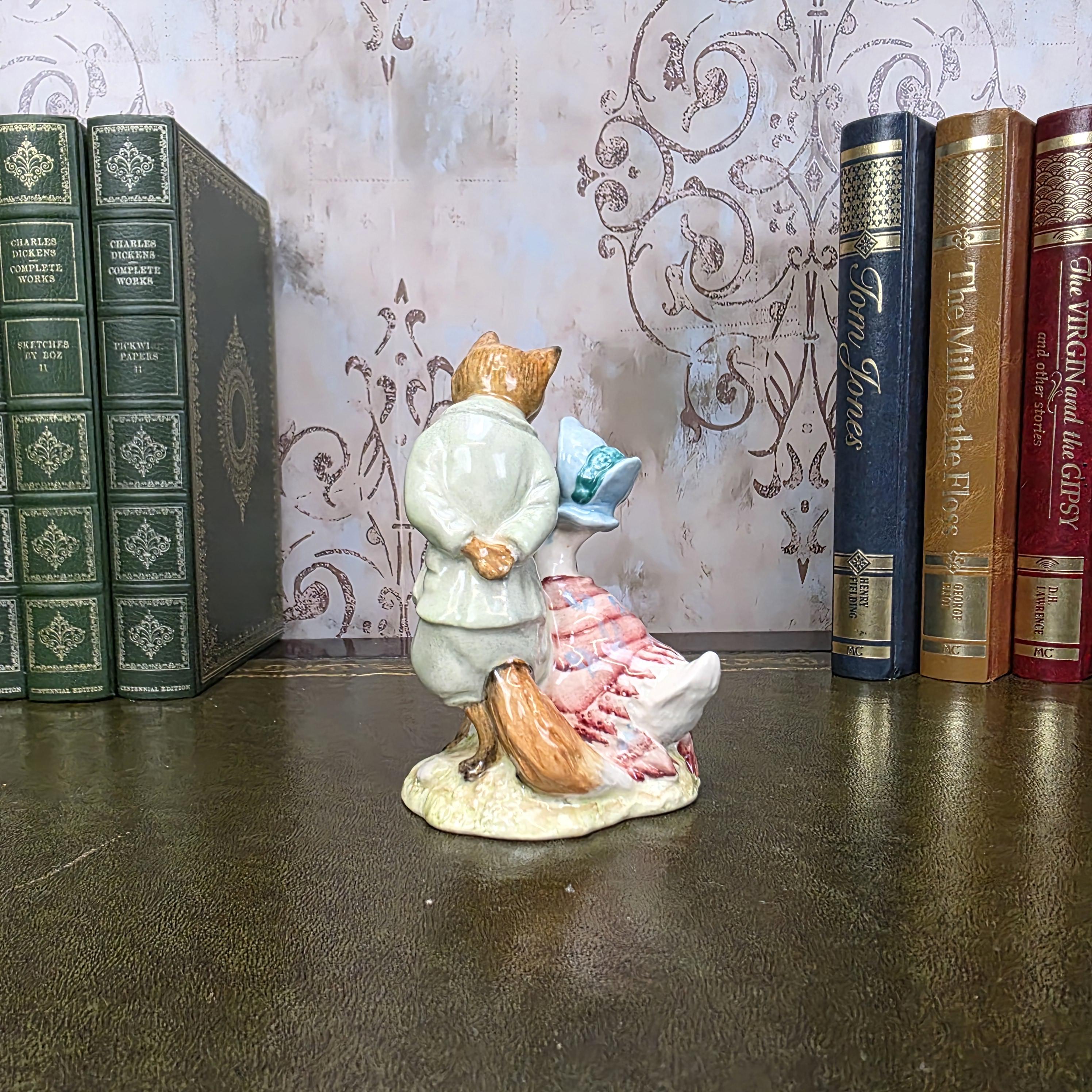 Royal Albert Jemima Puddleduck with Foxy Whiskered Gentleman Figurine | 1989 Bone China Figure