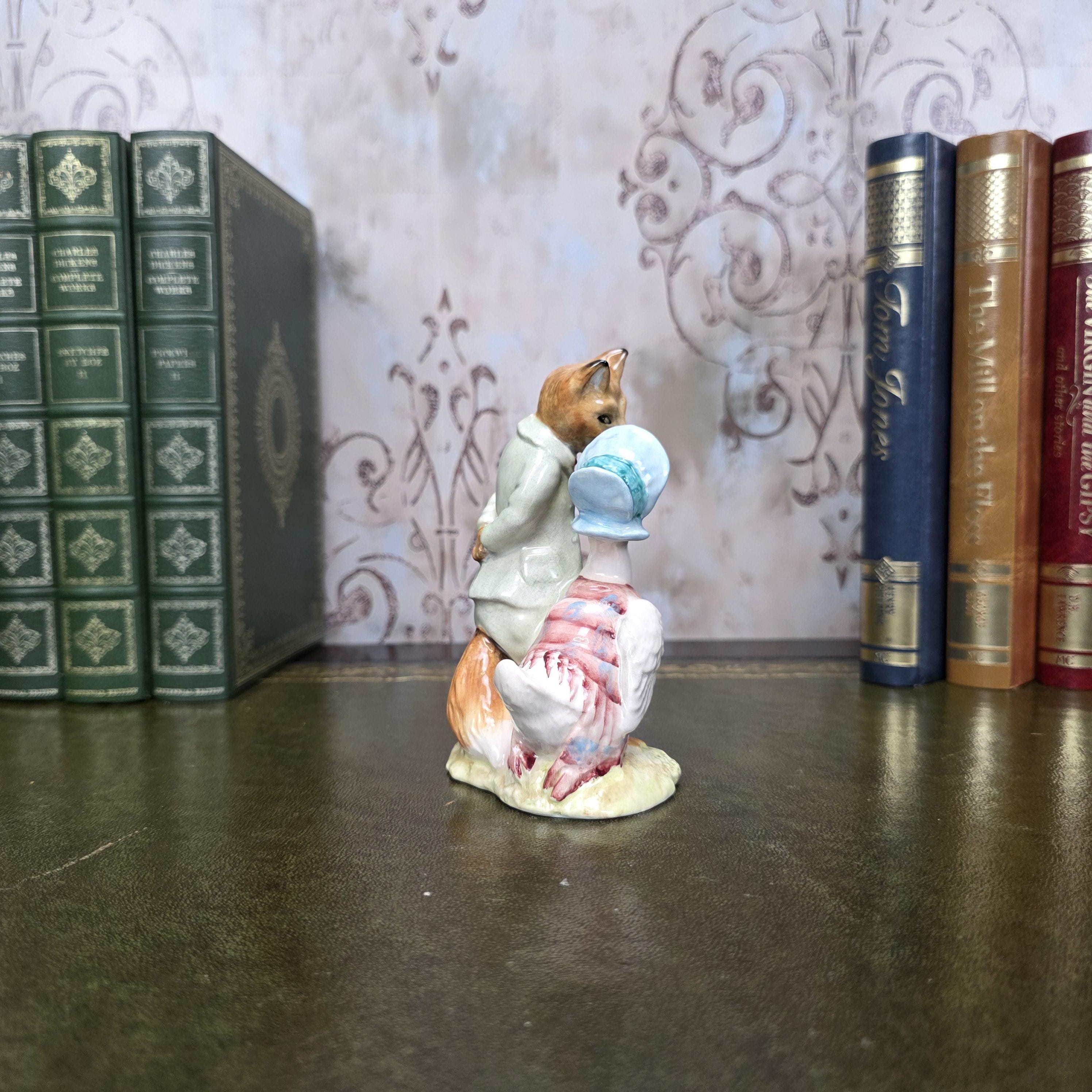Royal Albert Jemima Puddleduck with Foxy Whiskered Gentleman Figurine | 1989 Bone China Figure