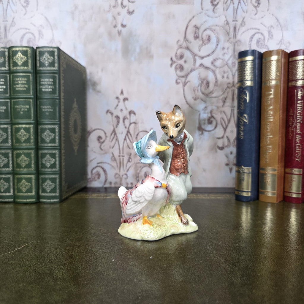 Royal Albert Jemima Puddleduck with Foxy Whiskered Gentleman Figurine | 1989 Bone China Figure