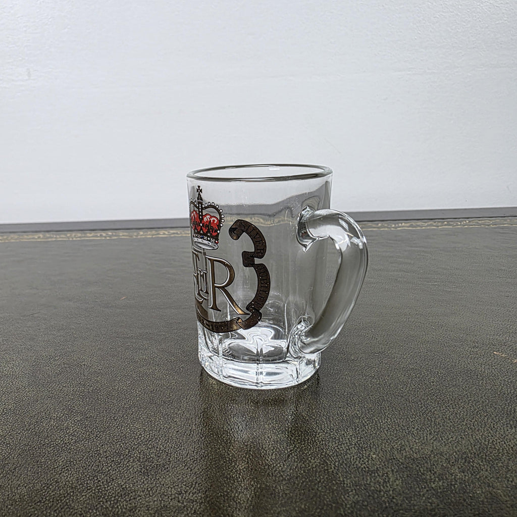 Vintage Queen Elizabeth II Silver Jubilee Glass Mug 1977 Commemorative Espresso Cup 1952-1977