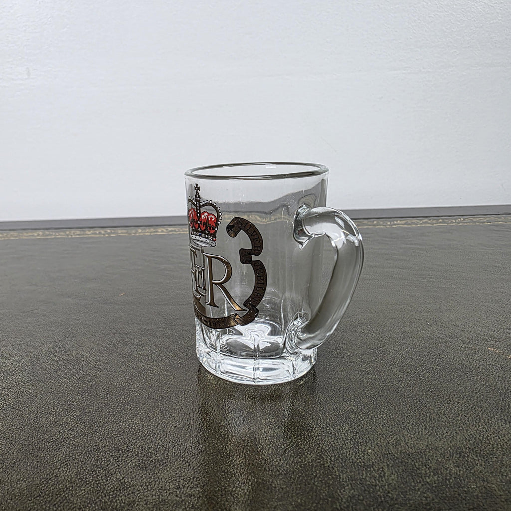 Vintage Queen Elizabeth II Silver Jubilee Glass Mug 1977 Commemorative Espresso Cup 1952-1977