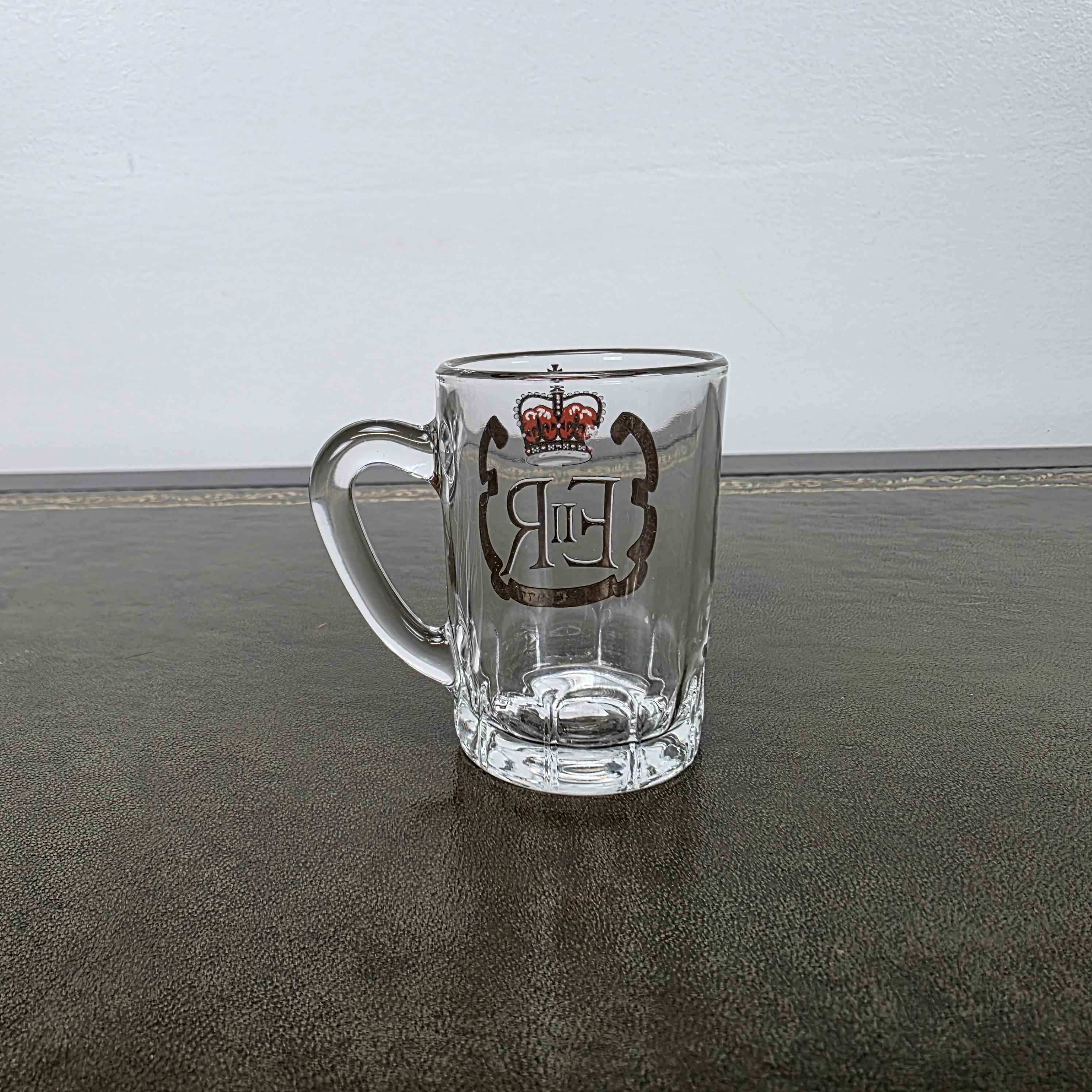 Vintage Queen Elizabeth II Silver Jubilee Glass Mug 1977 Commemorative Espresso Cup 1952-1977