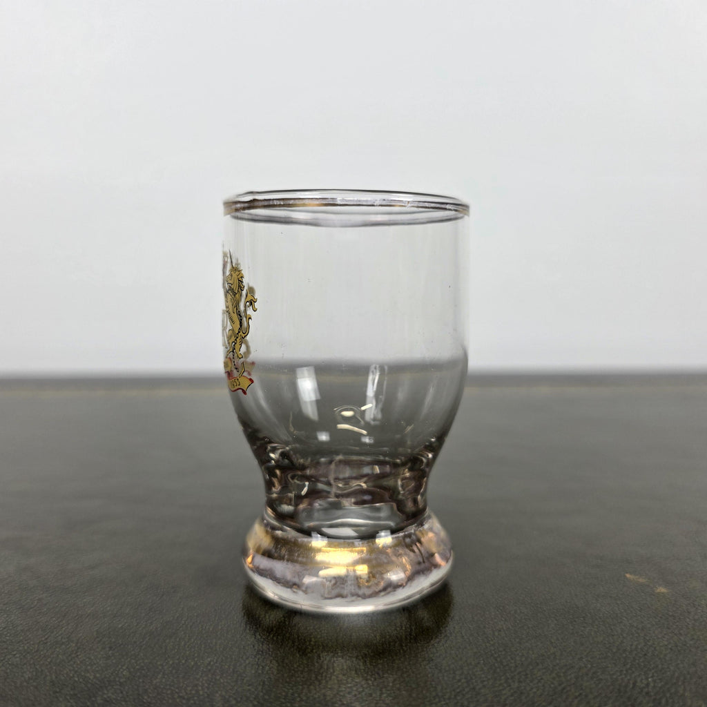 Royal Family 1953 Coronation Shot Glass EII R Lion Unicorn Crest 2nd June Souvenir