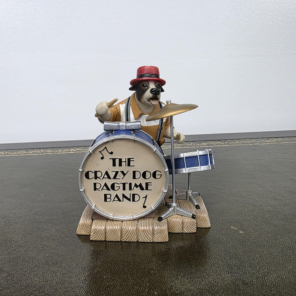 Doggie People Drummer Figurine DP141 Stomping Jackie Russell The Crazy Dog Ragtime Band Vintage