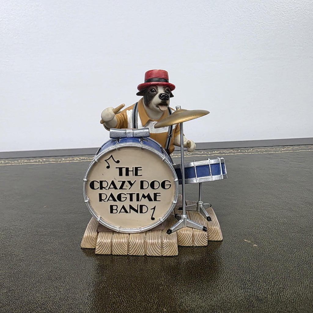 Doggie People Drummer Figurine DP141 Stomping Jackie Russell The Crazy Dog Ragtime Band Vintage