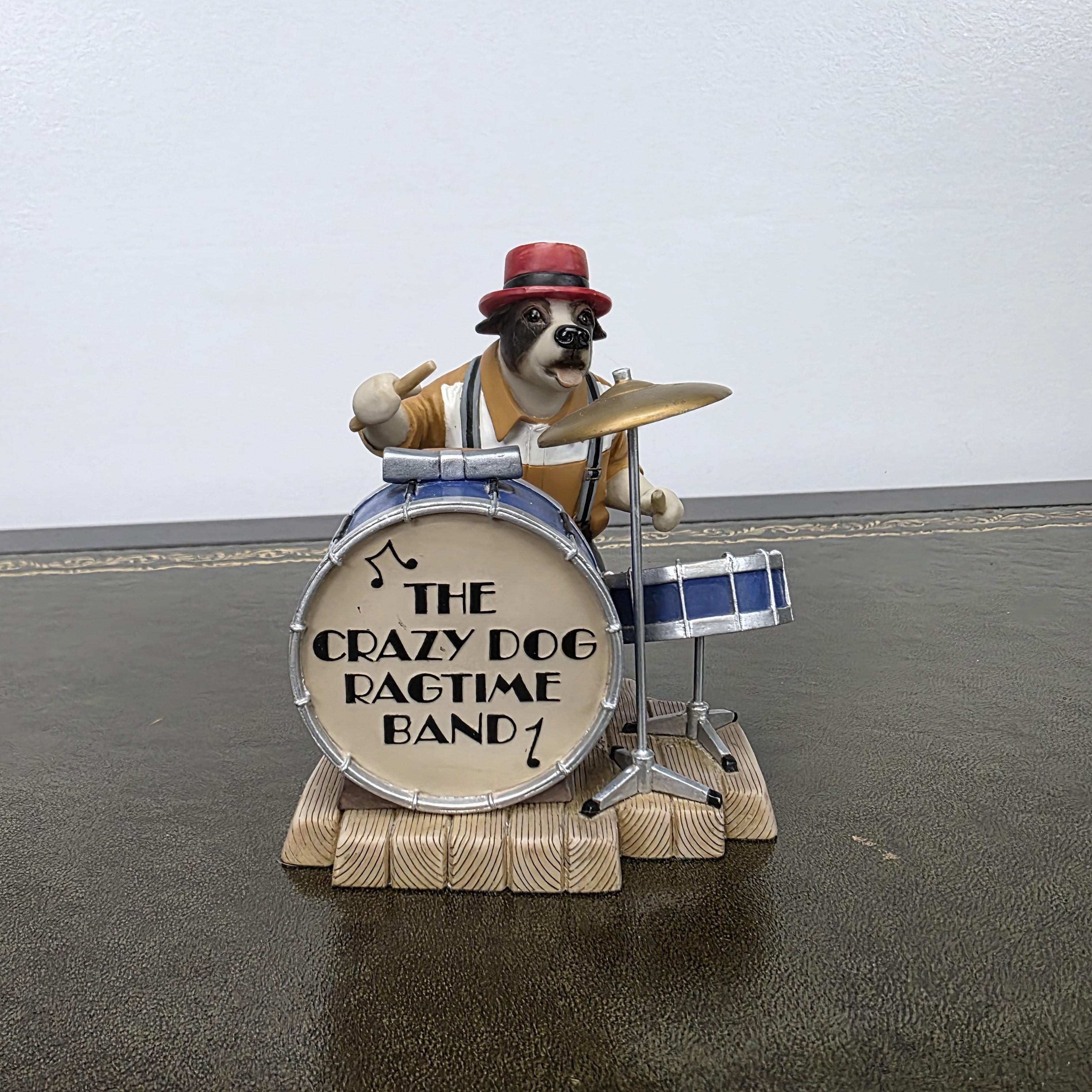 Doggie People Drummer Figurine DP141 Stomping Jackie Russell The Crazy Dog Ragtime Band Vintage