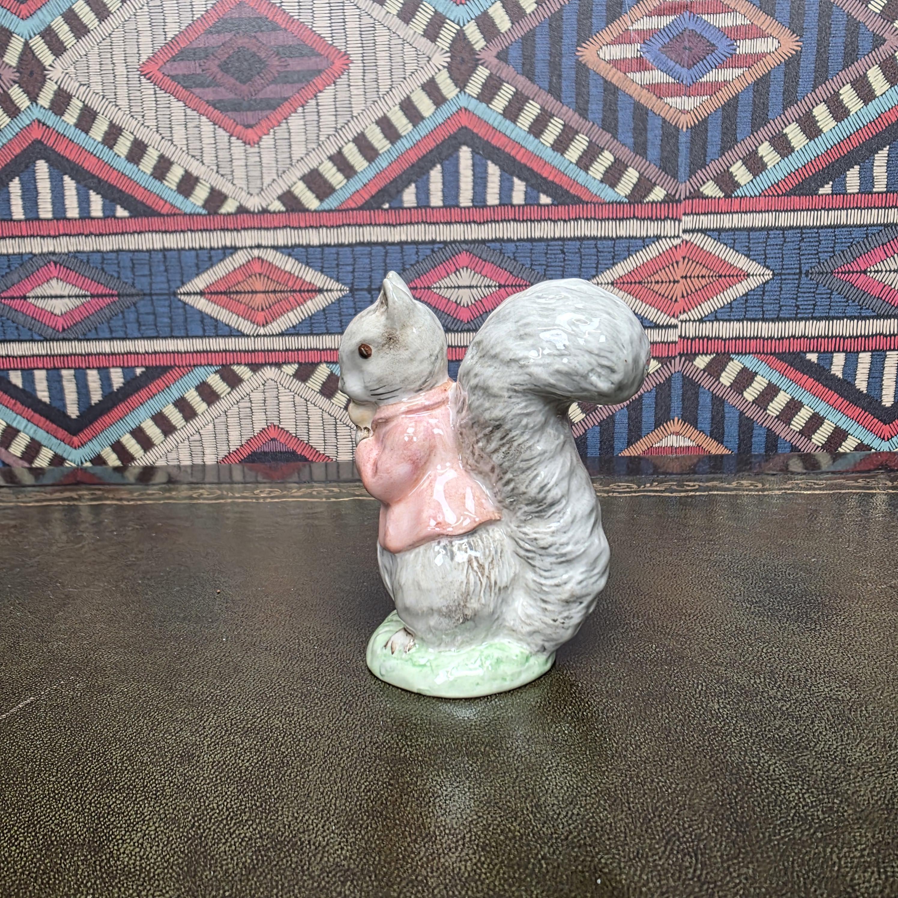 Timmy Tiptoes Bunnykins Figurine Royal Albert Beatrix Potter Porcelain Squirrel Figure Vintage Nursery Collectible