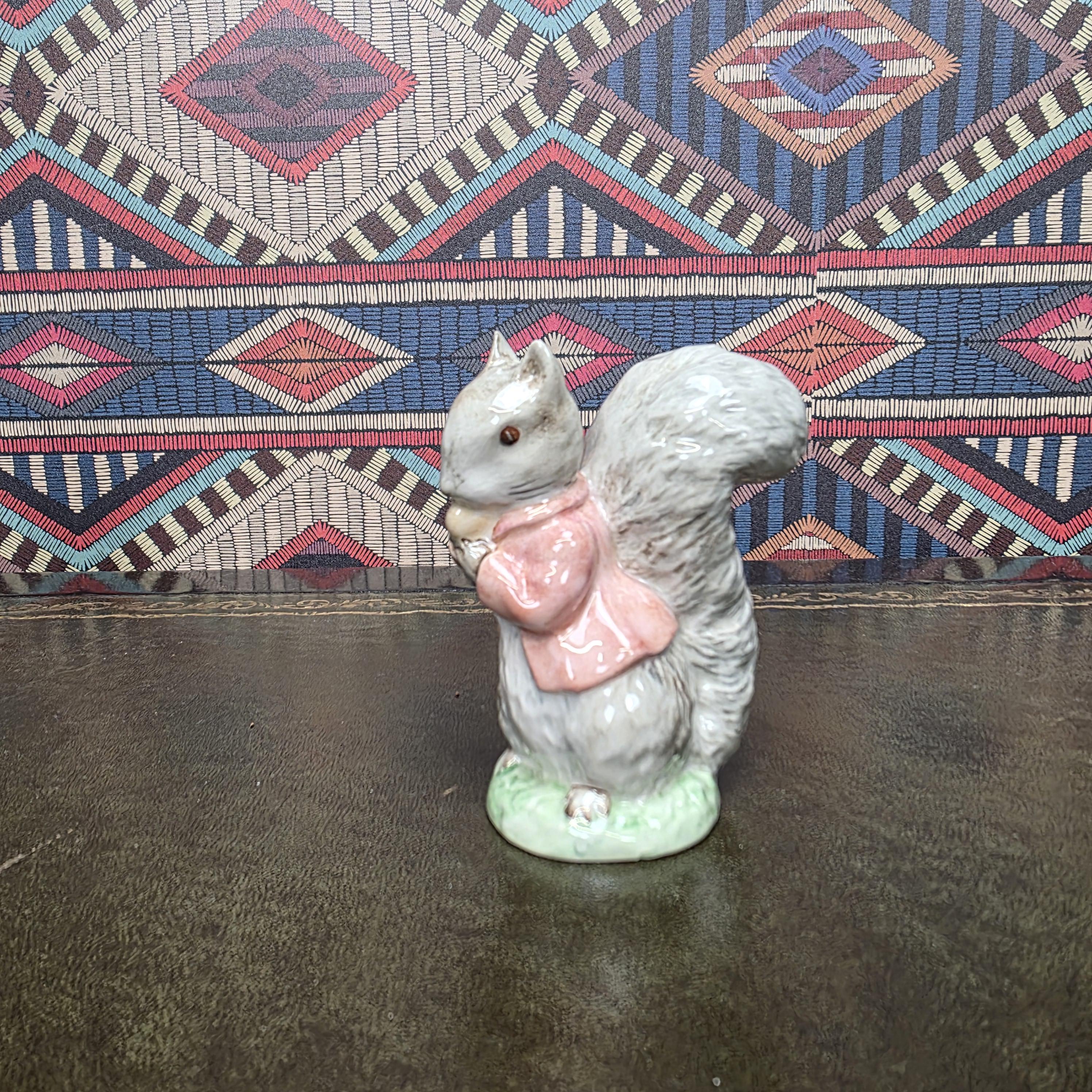 Timmy Tiptoes Bunnykins Figurine Royal Albert Beatrix Potter Porcelain Squirrel Figure Vintage Nursery Collectible