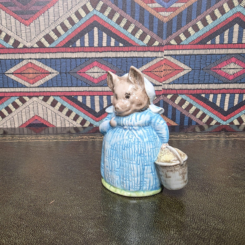 Beatrix Potter Aunt Pettitoes Royal Albert Pig Figurine Vintage English Porcelain Character With Bucket