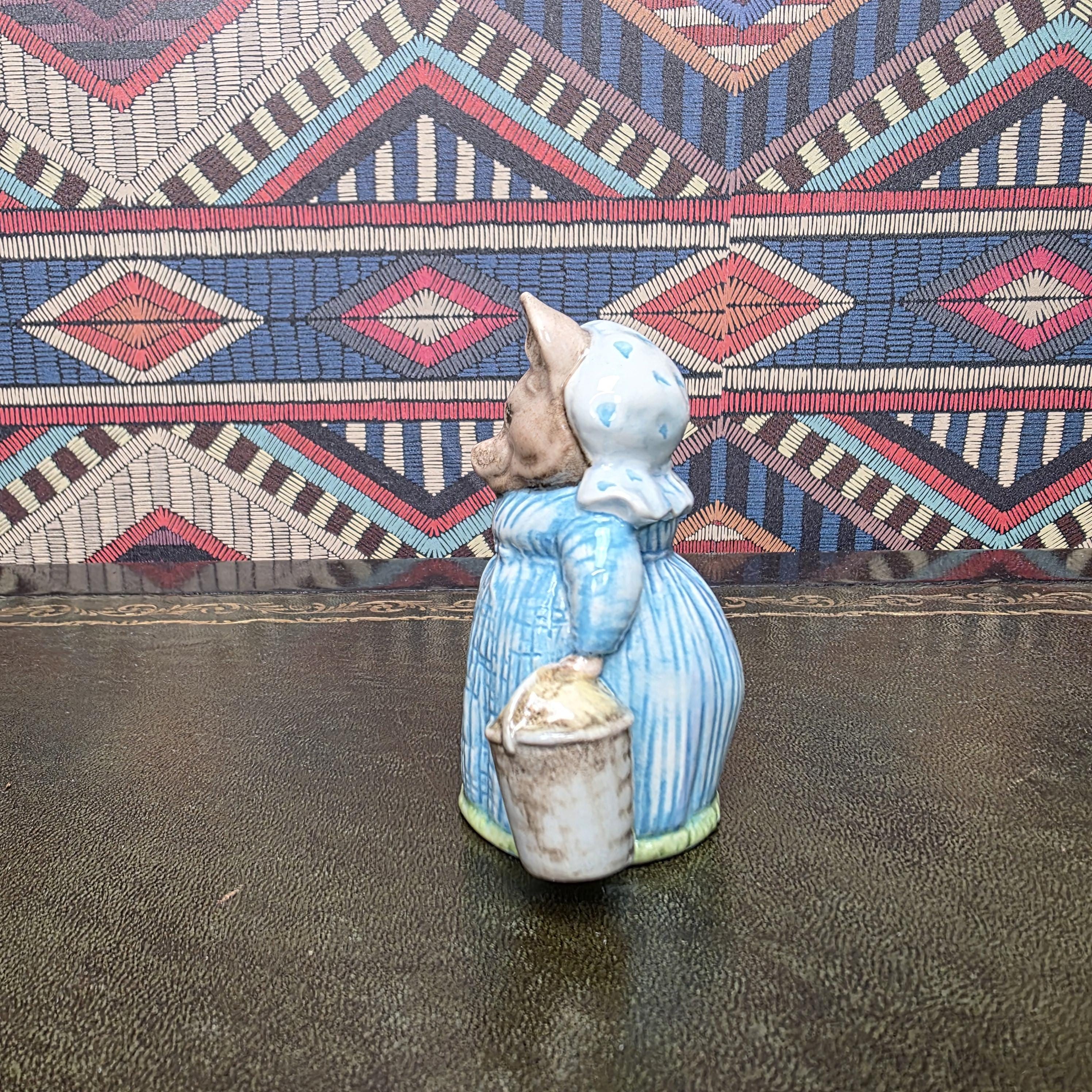Beatrix Potter Aunt Pettitoes Royal Albert Pig Figurine Vintage English Porcelain Character With Bucket