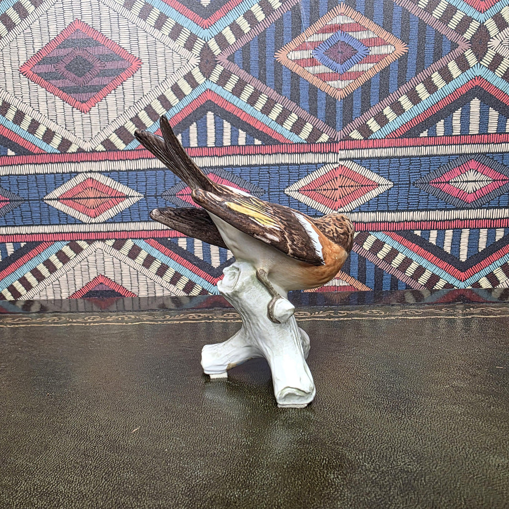 Vintage Goebel Brambling Bird Figurine CV86 West Germany Ceramic On Tree Stump Wildlife Collectors
