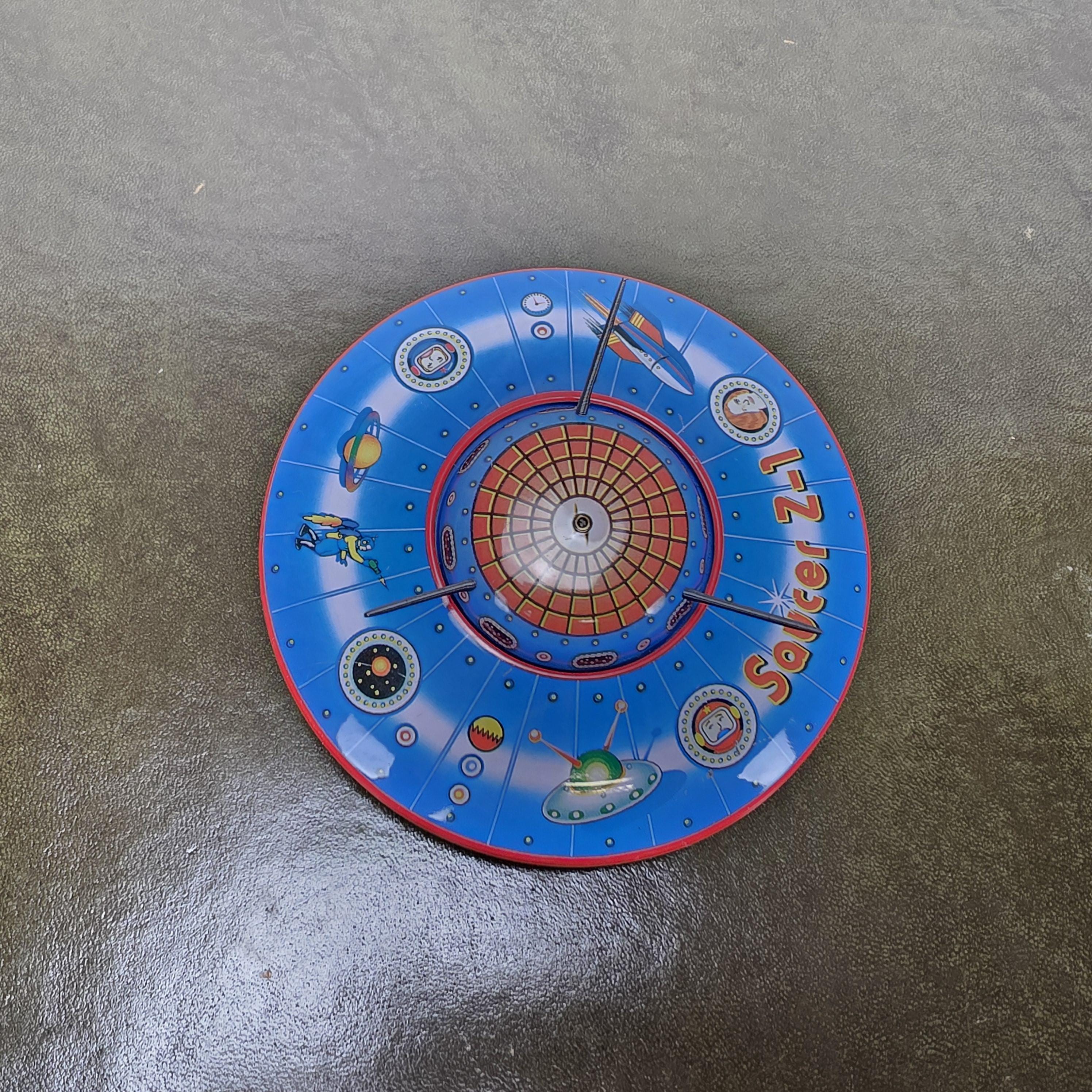 Vintage Schylling Saucer Z 1 UFO Tin Toy 1998 Limited Edition Friction Space Collectible