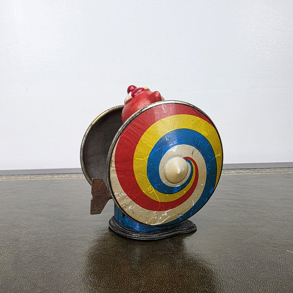 Vintage MS207 Wind Up Tin Toy Clown Cymbal Player Metal Clockwork Mechanical Display Collectible