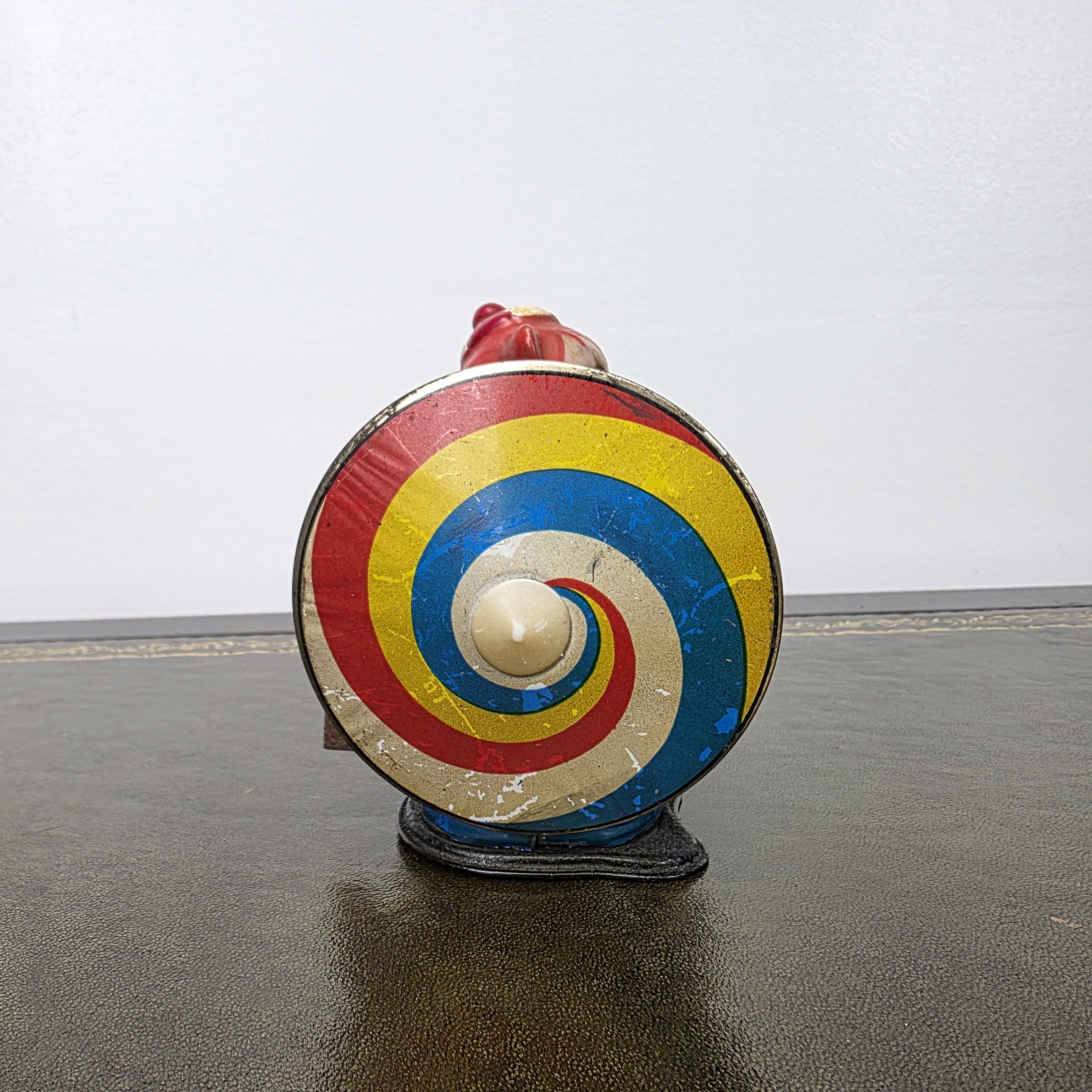 Vintage MS207 Wind Up Tin Toy Clown Cymbal Player Metal Clockwork Mechanical Display Collectible