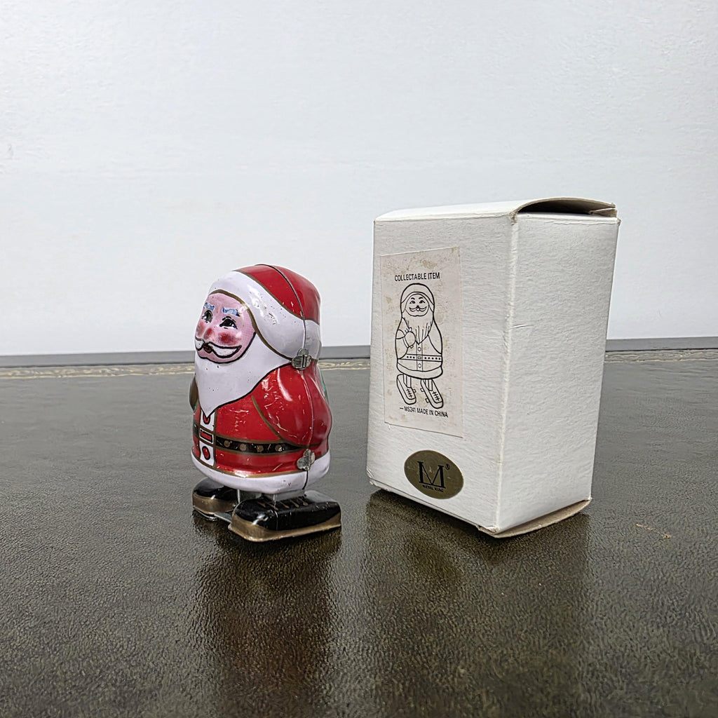 Vintage Metal King Wind Up Santa Toy | Clockwork Walking Figure, Boxed Collectible