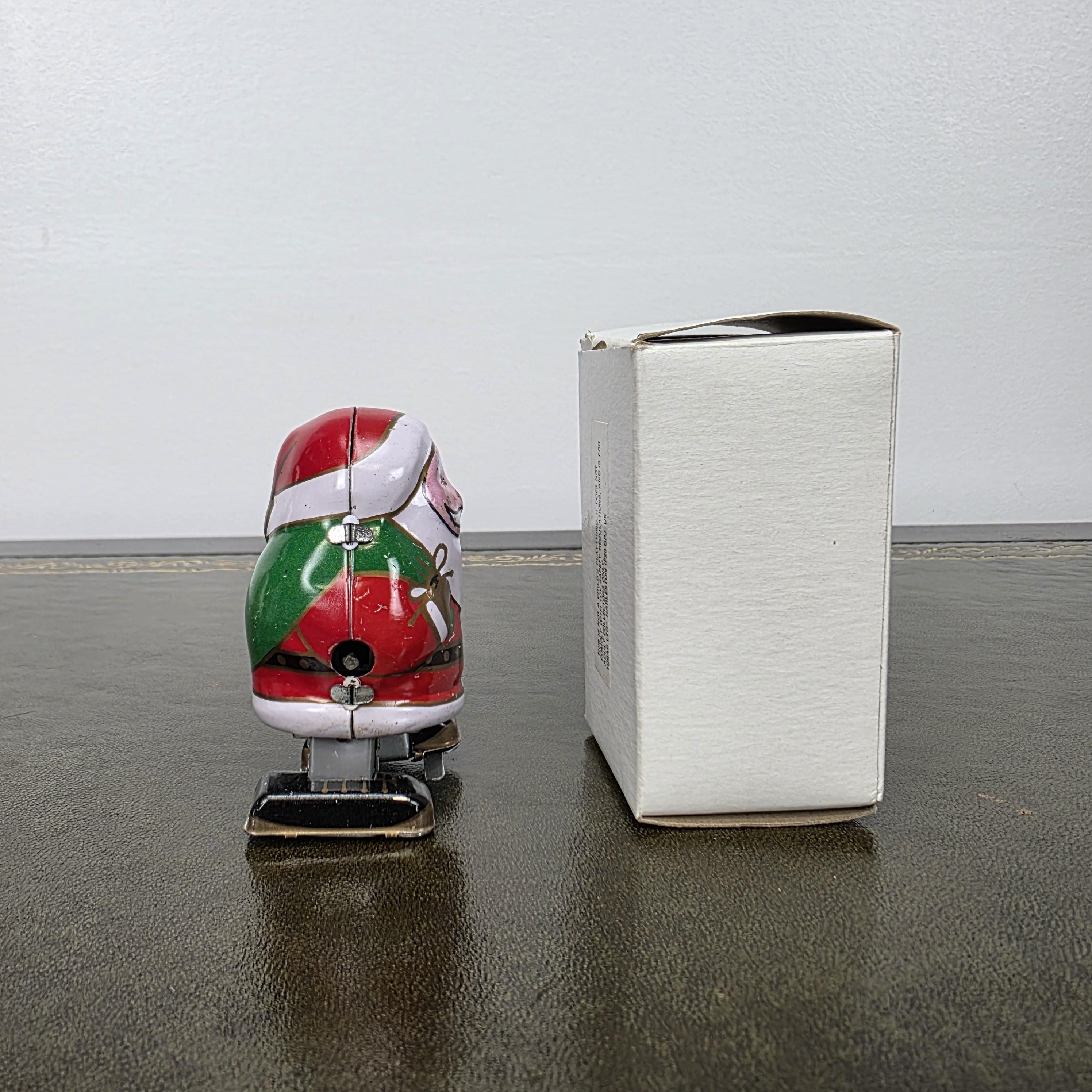 Vintage Metal King Wind Up Santa Toy | Clockwork Walking Figure, Boxed Collectible