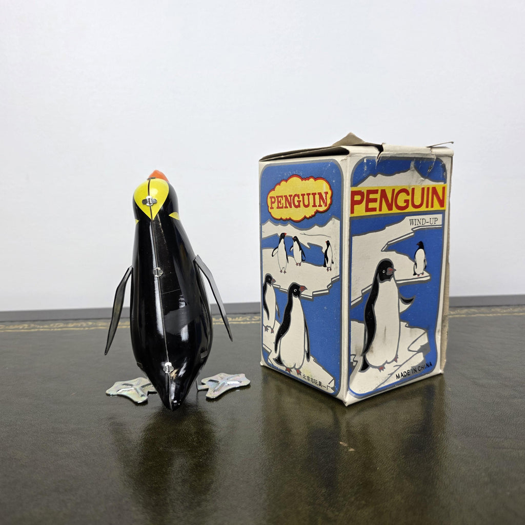 Vintage Wind Up Penguin Tin Toy | Boxed Collectable Display Piece | Made in China 1980s