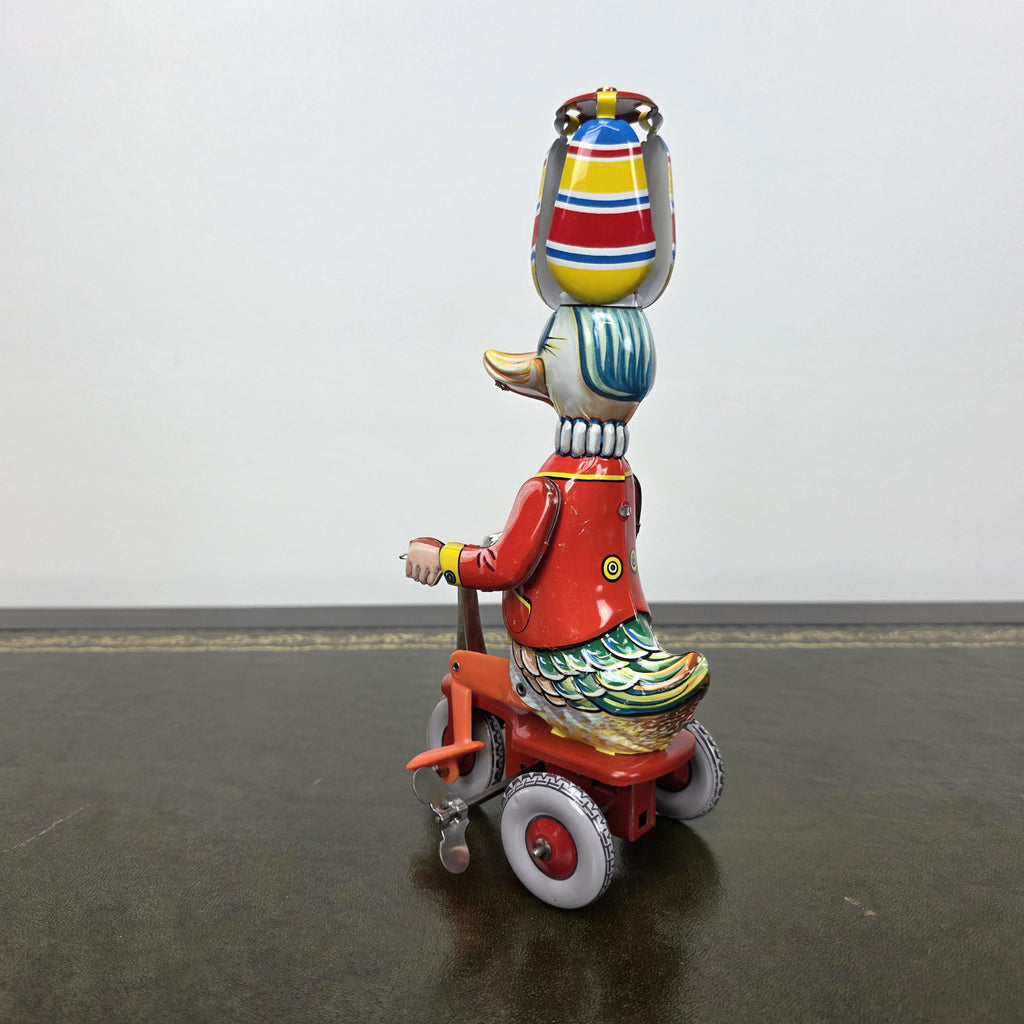 Vintage Wind Up Duck on Tricycle Tin Toy | Made in Western Germany | Boxed Working