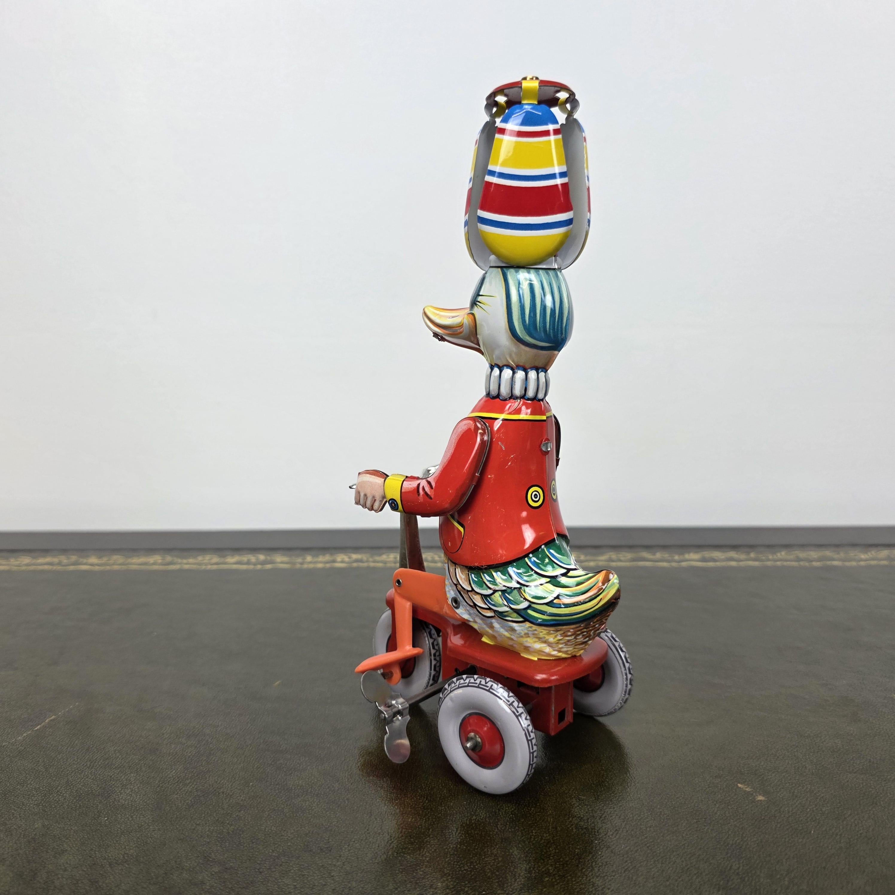 Vintage Wind Up Duck on Tricycle Tin Toy | Made in Western Germany | Boxed Working