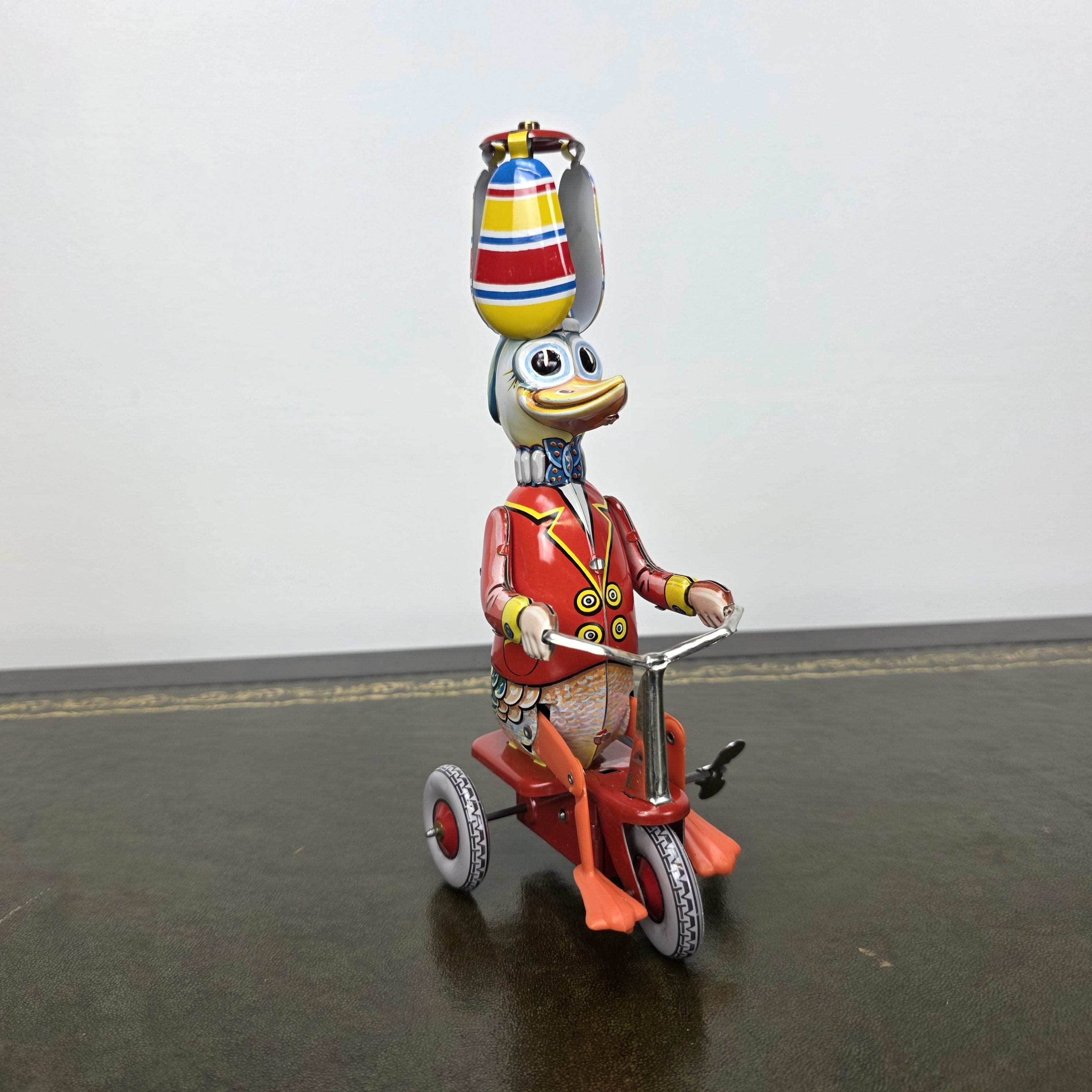 Vintage Wind Up Duck on Tricycle Tin Toy | Made in Western Germany | Boxed Working