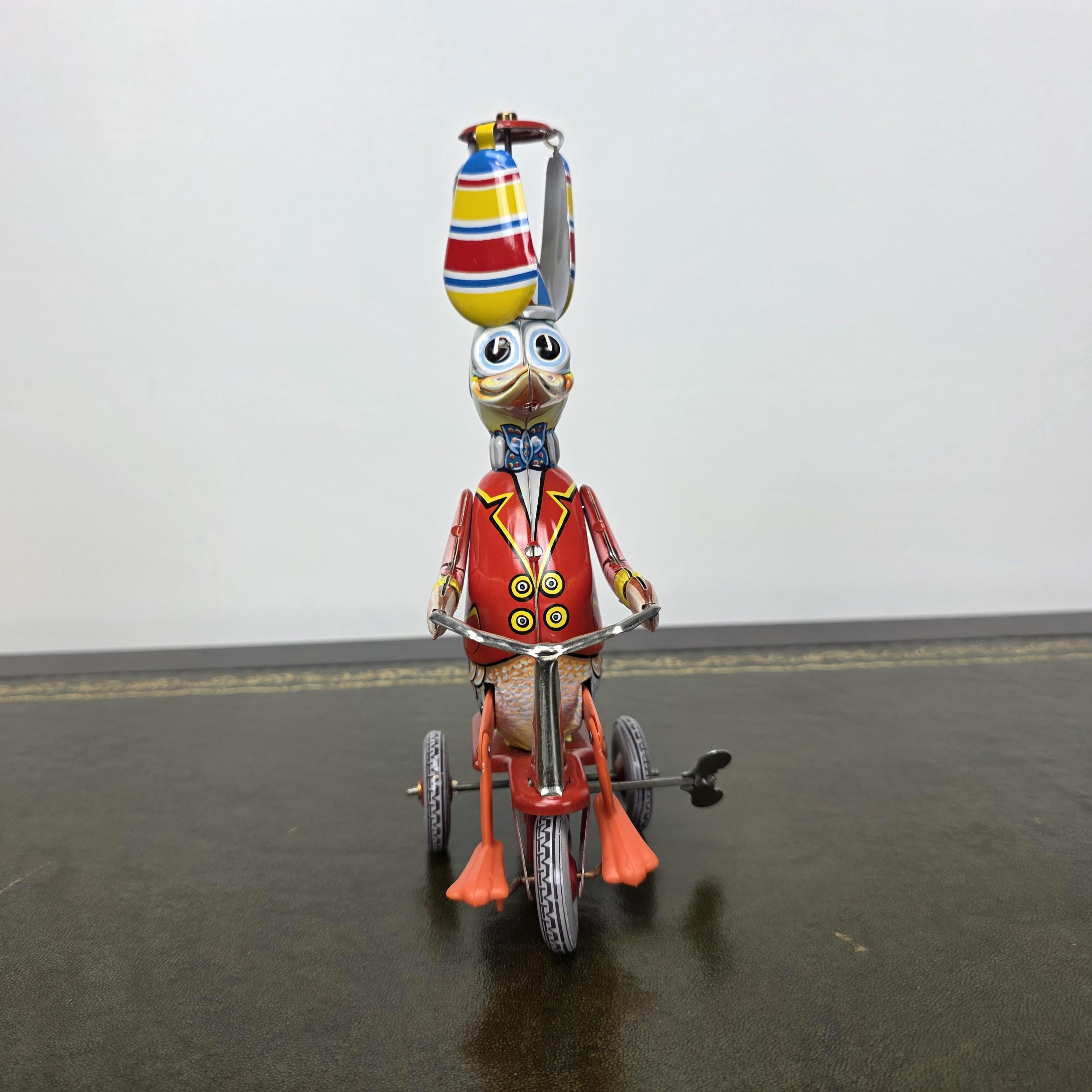 Vintage Wind Up Duck on Tricycle Tin Toy | Made in Western Germany | Boxed Working