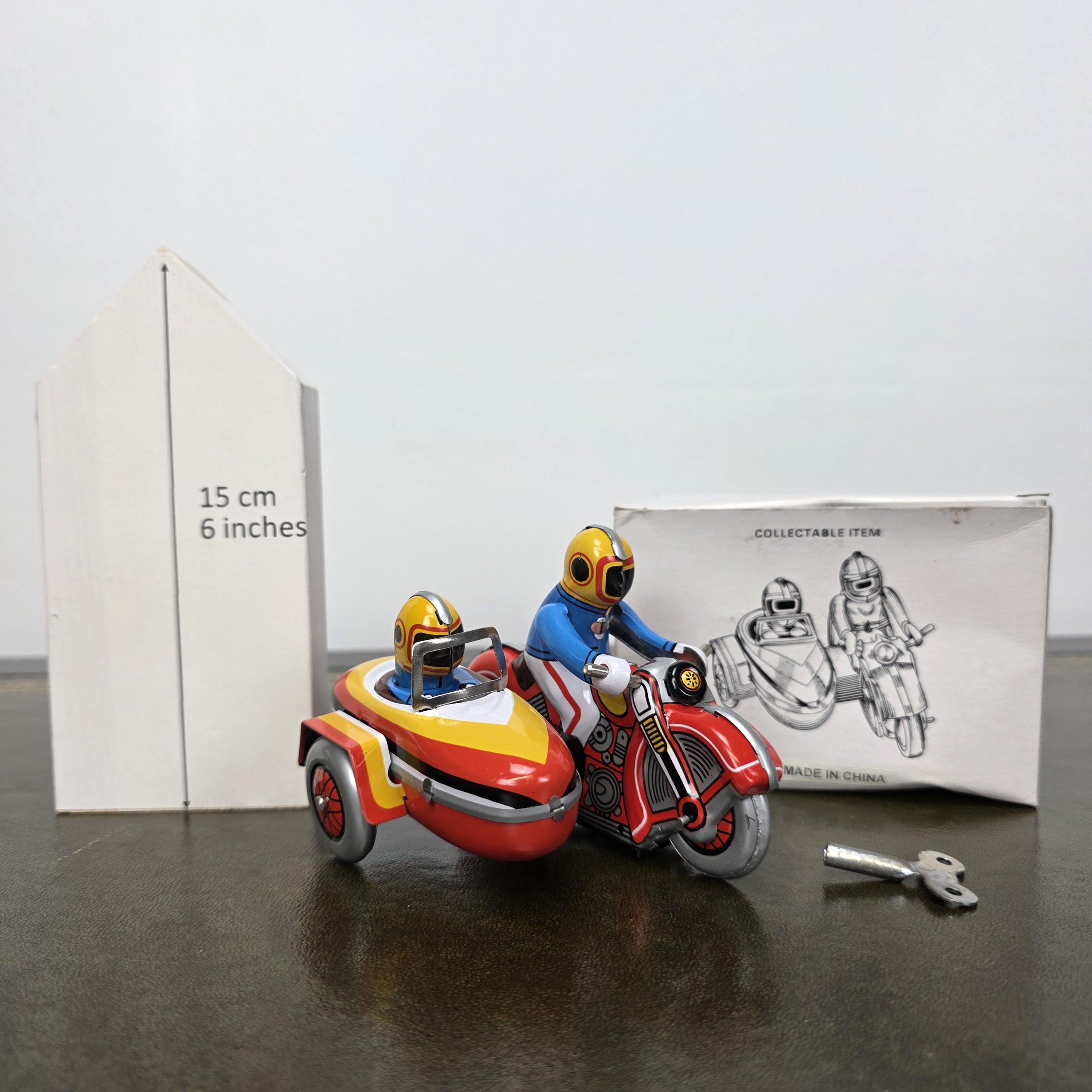 Vintage Wind Up Motorcycle with Sidecar MS281 Tin Toy | Boxed Collectable | China 1980s
