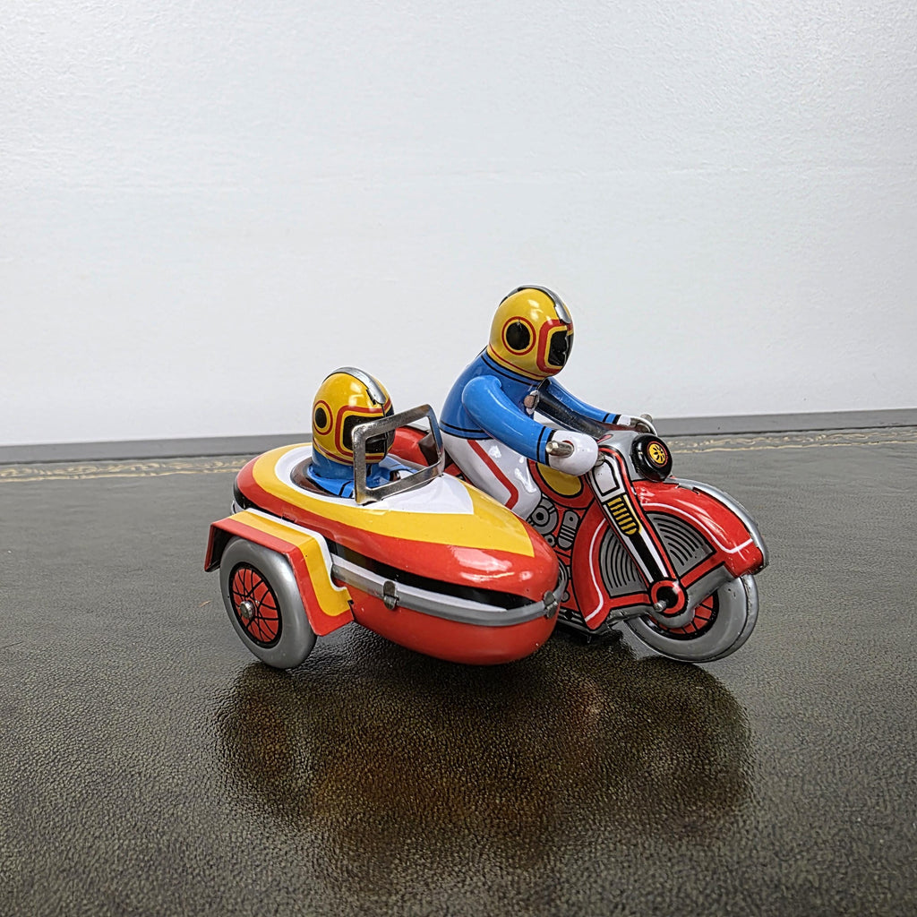 Vintage Wind Up Motorcycle with Sidecar MS281 Tin Toy | Boxed Collectable | China 1980s