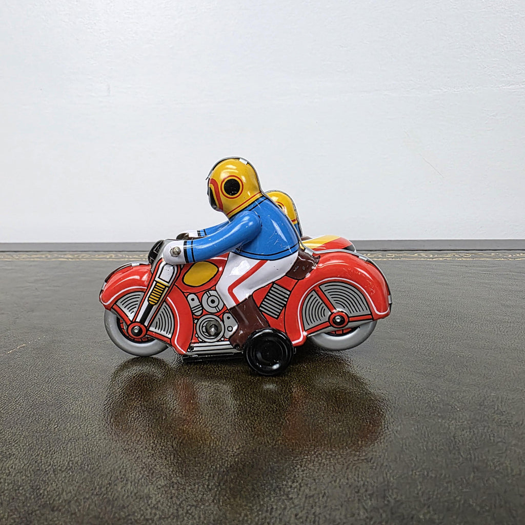 Vintage Wind Up Motorcycle with Sidecar MS281 Tin Toy | Boxed Collectable | China 1980s