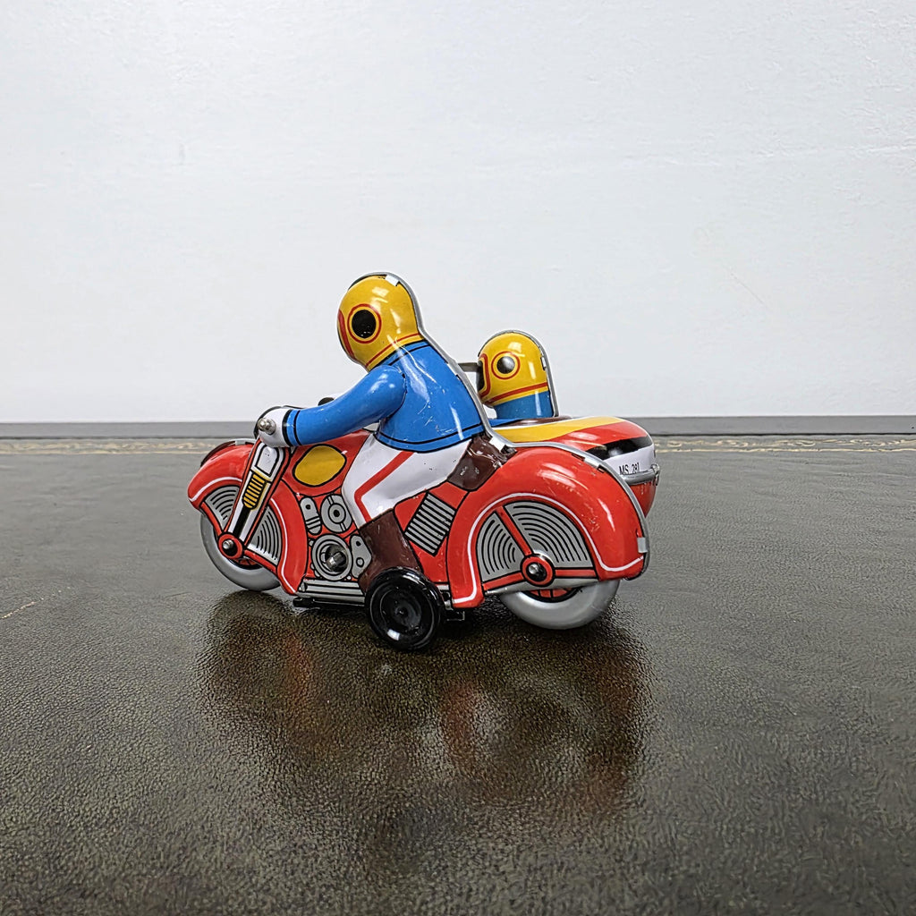 Vintage Wind Up Motorcycle with Sidecar MS281 Tin Toy | Boxed Collectable | China 1980s