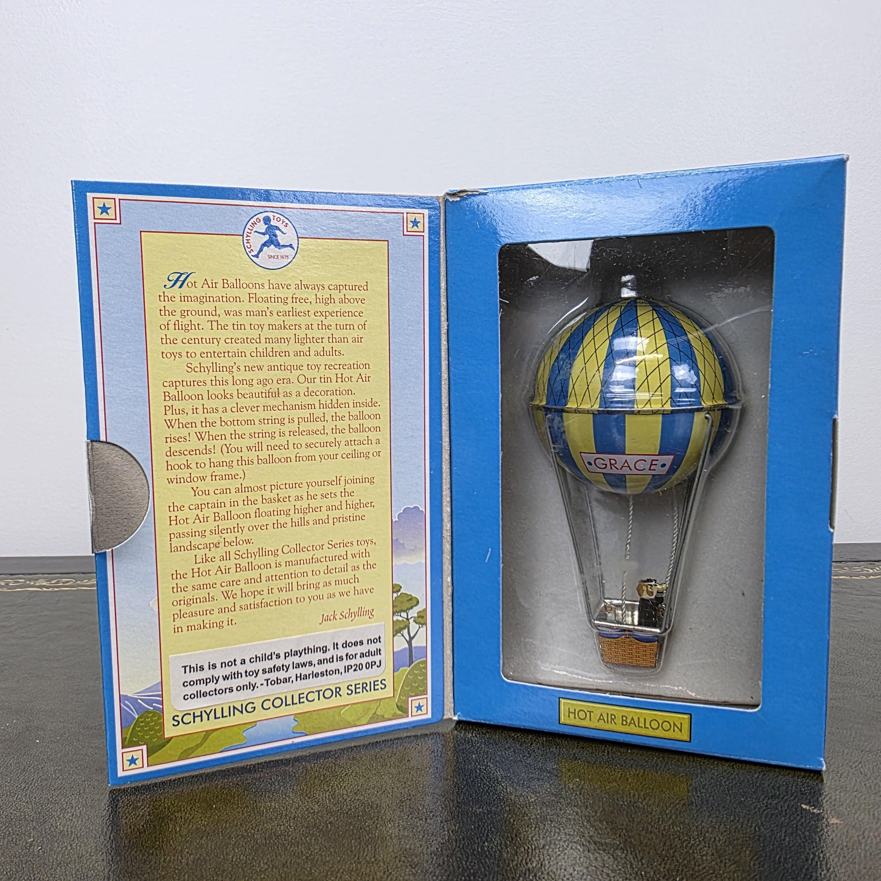 Vintage Schylling Hot Air Balloon Grace Tin Toy | Collector Series Limited Edition | 2000 Boxed