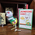 Spring Feet Mechanism| Vintage Wind Up Jumping Rabbit Tin Toy | Boxed Clockwork Collectable