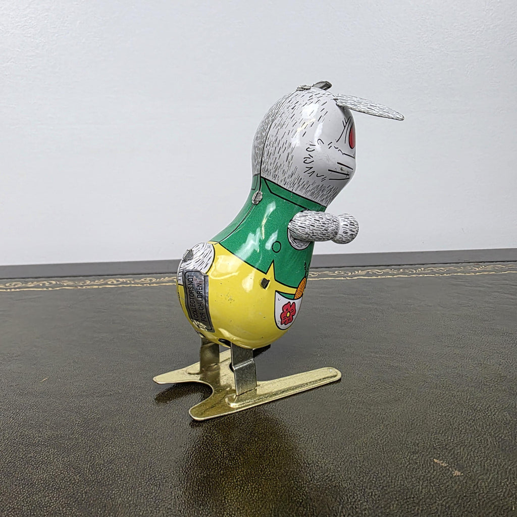 Spring Feet Mechanism| Vintage Wind Up Jumping Rabbit Tin Toy | Boxed Clockwork Collectable