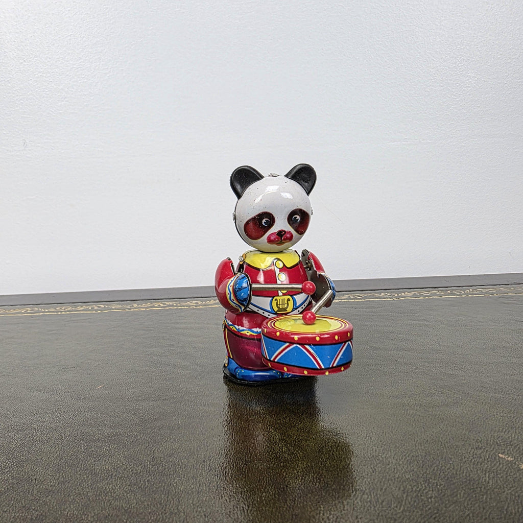 Vintage Panda Drummer Wind Up Tin Toy | Boxed Clockwork Collectable | Clockwork Drumming Action