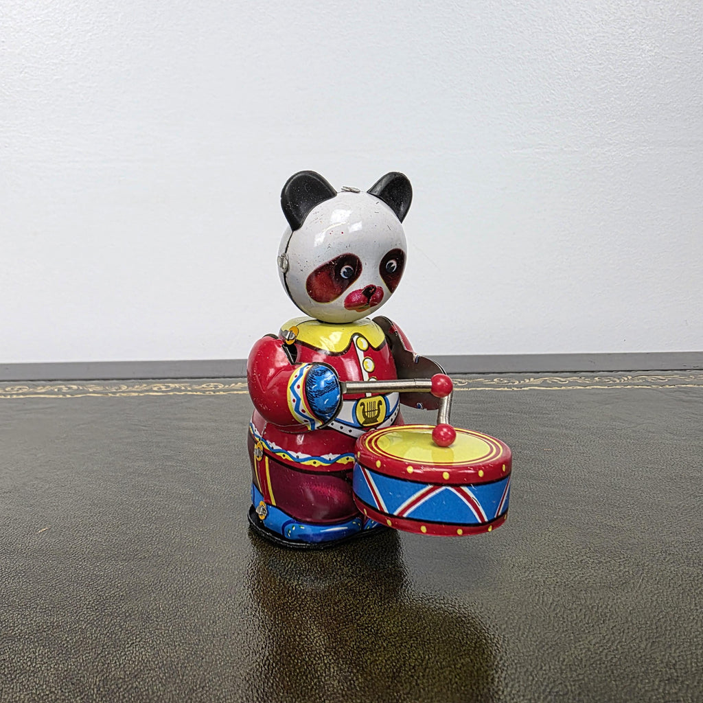 Vintage Panda Drummer Wind Up Tin Toy | Boxed Clockwork Collectable | Clockwork Drumming Action