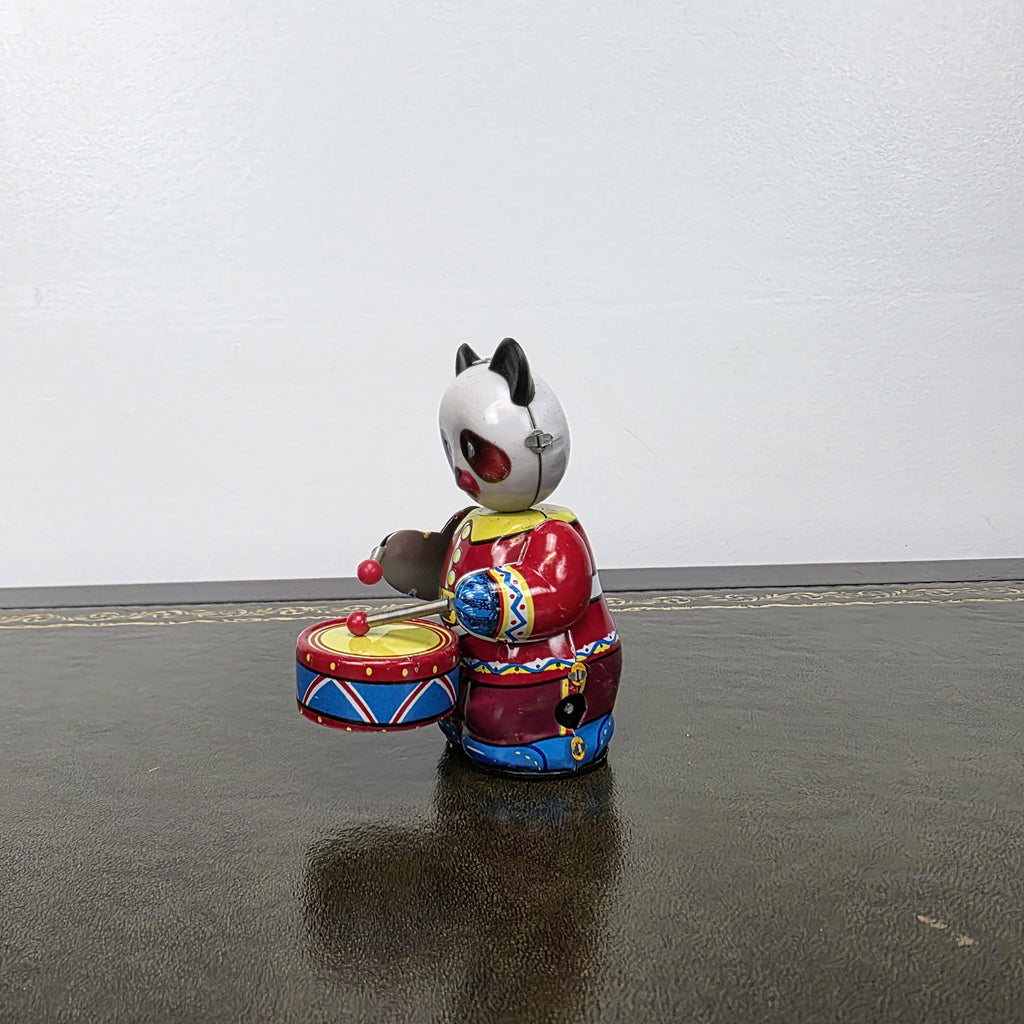 Vintage Panda Drummer Wind Up Tin Toy | Boxed Clockwork Collectable | Clockwork Drumming Action