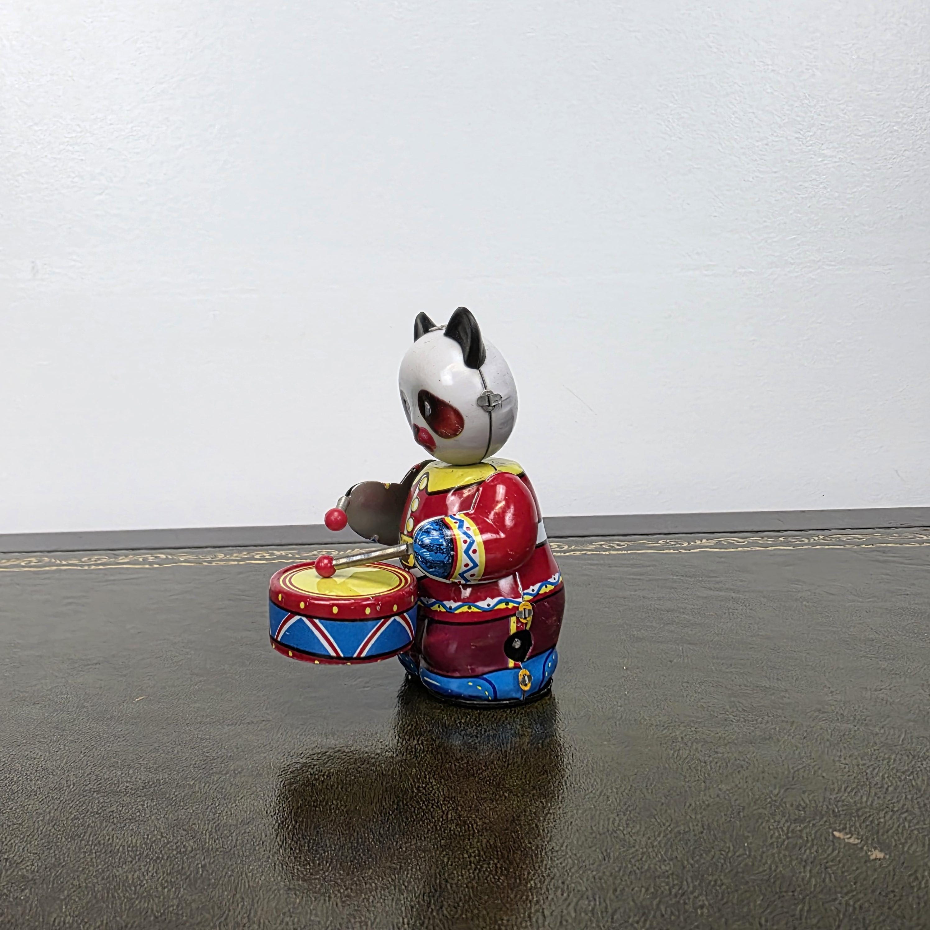 Vintage Panda Drummer Wind Up Tin Toy | Boxed Clockwork Collectable | Clockwork Drumming Action