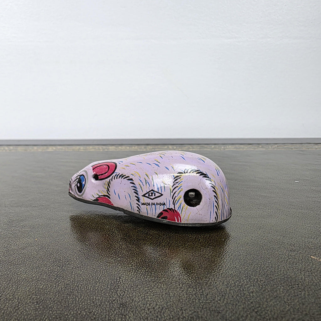 Vintage Wind Up Mouse Tin Toy | Made in India Lithographed Metal | Retro Desk Display